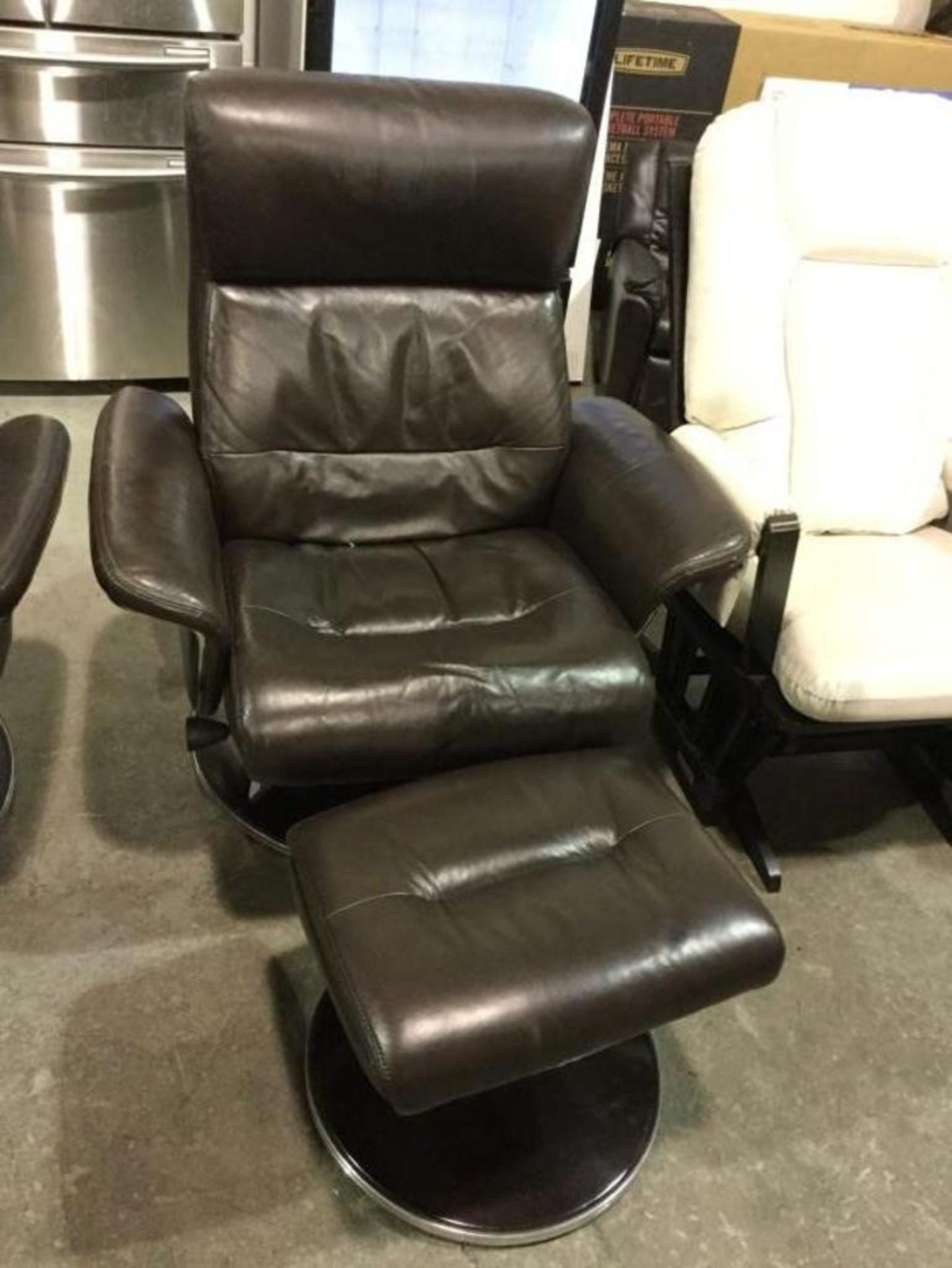 Lazy Boy Leather Rocker Recliner with ottoman