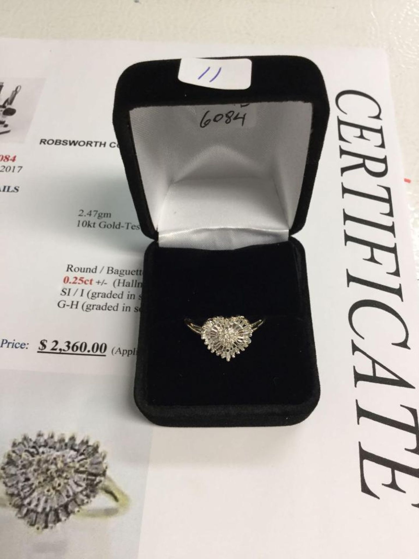 Ladies 10 Karat Gold Heat Shaped Diamond Ring Appraisal value $2360 - Image 2 of 2