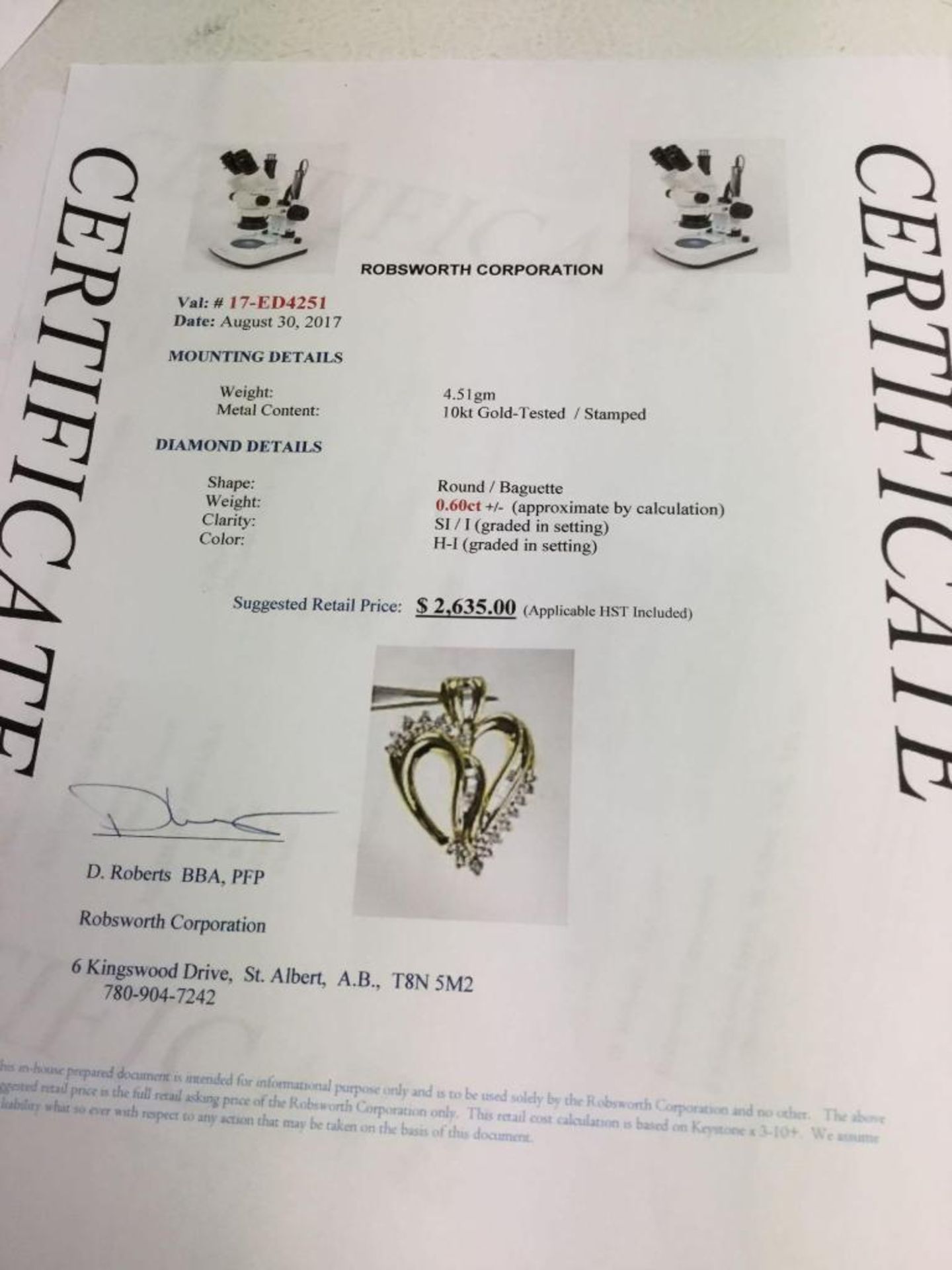 10 Karat Gold Heart Shaped Diamond Pendant Appraisal value $2635