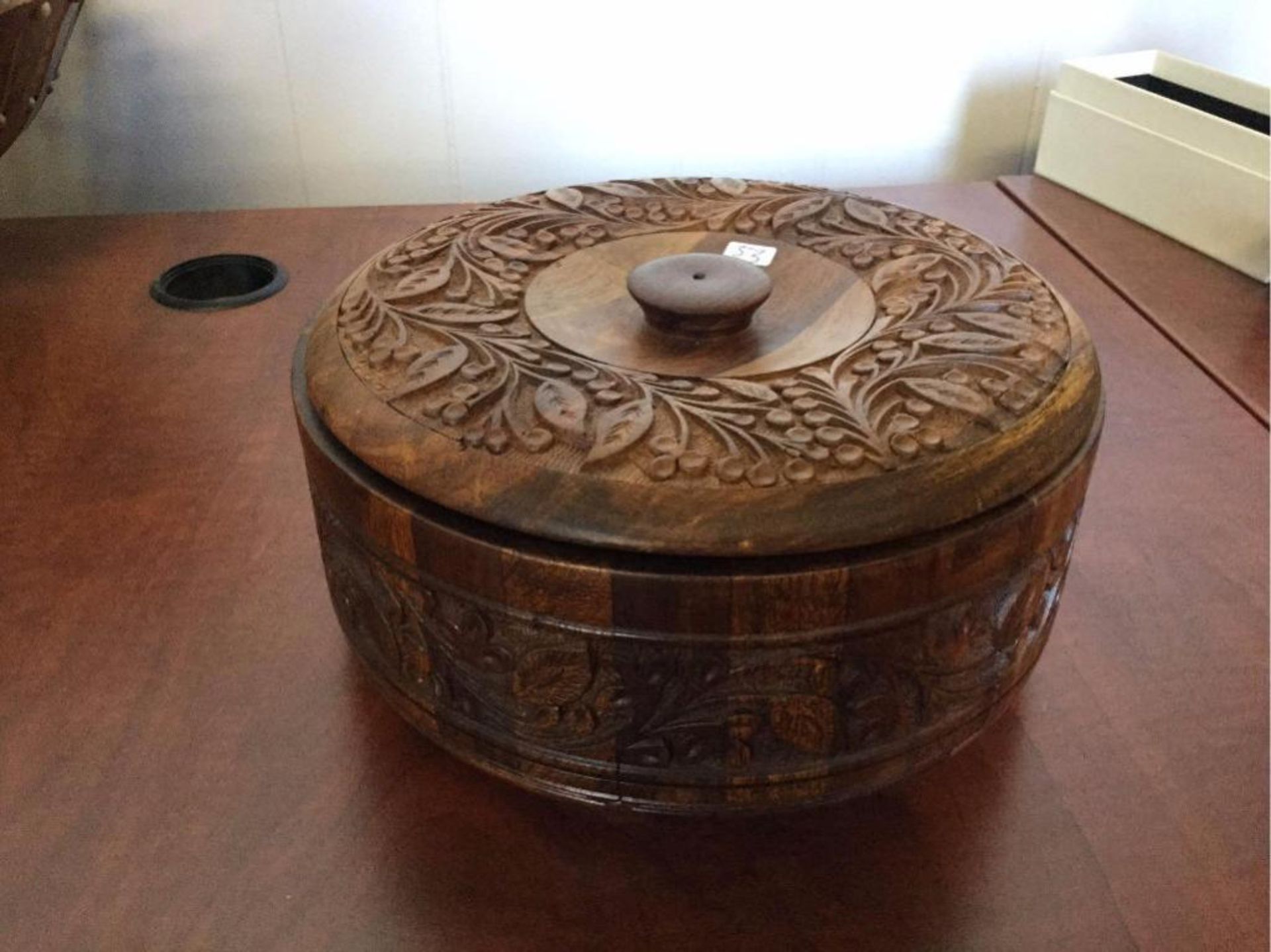 Hand carved decorative wooden bowl - Image 2 of 2