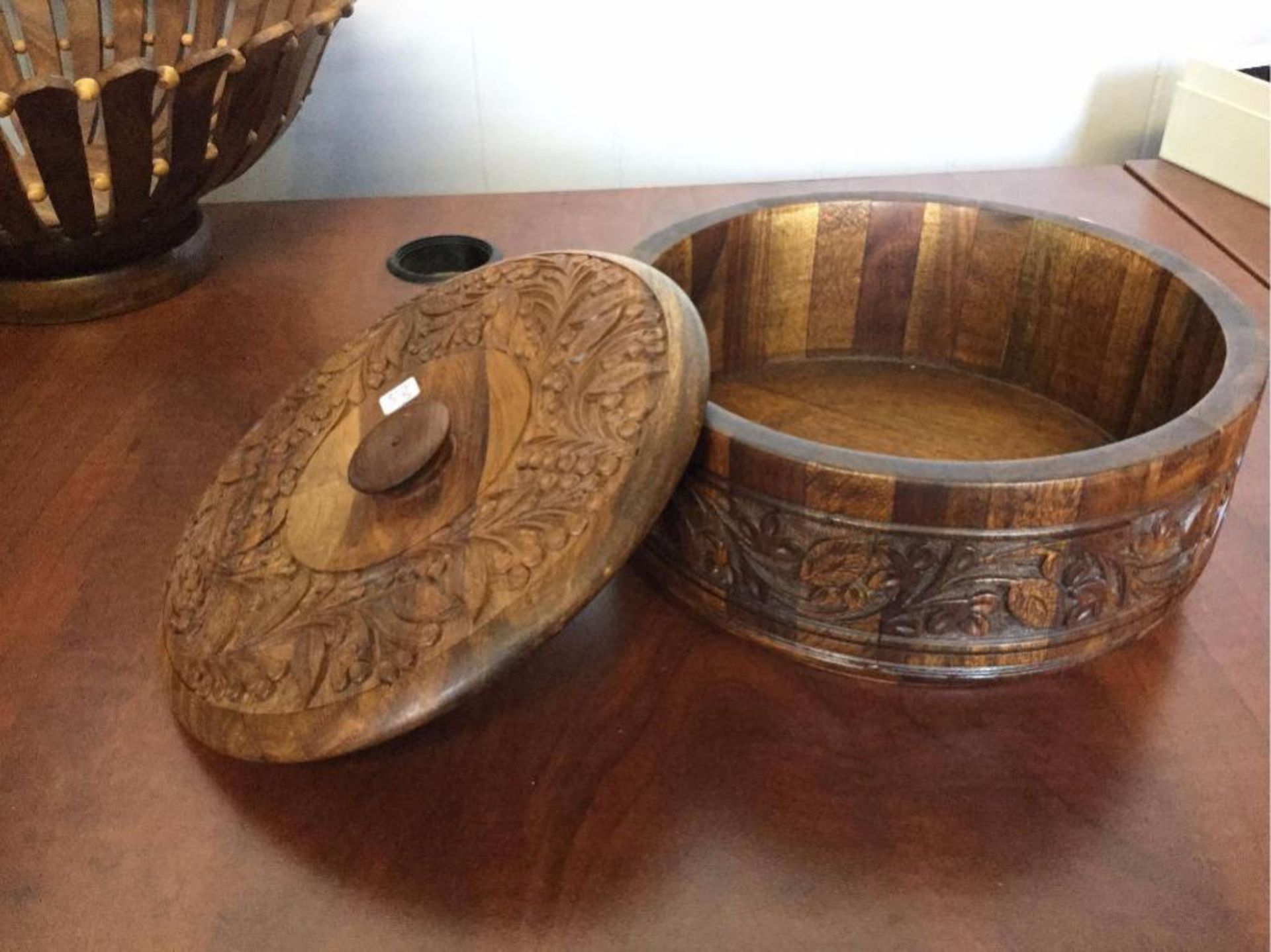 Hand carved decorative wooden bowl