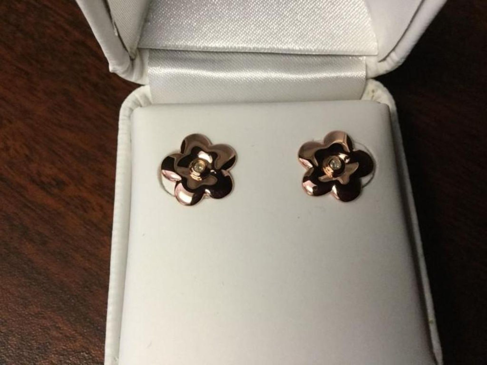 Ear rings- Rose gold plated Silver Diamond value $150 - Image 2 of 2