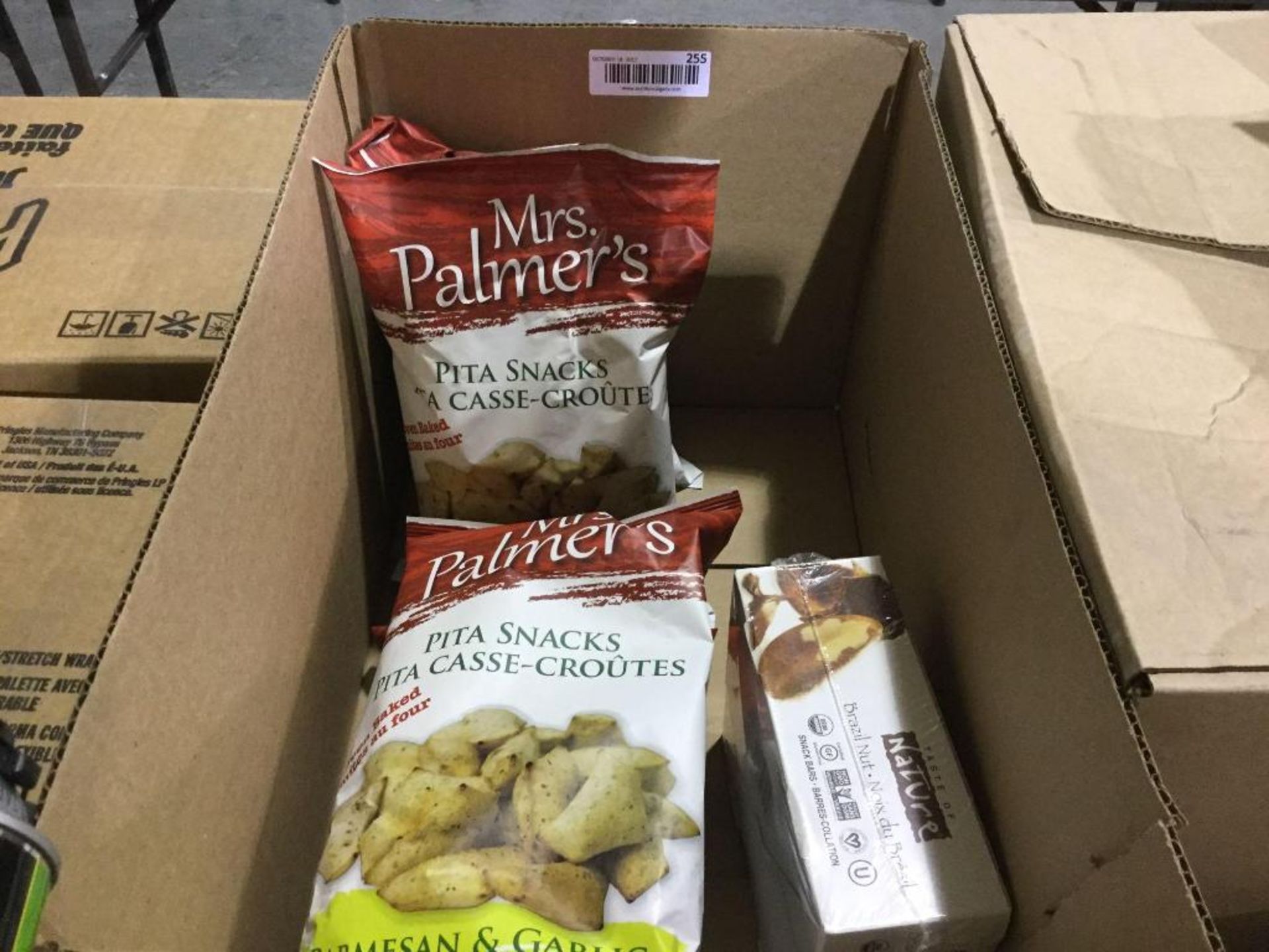 Open box of Mrs. Palmer's Pita Snacks - 170g bags