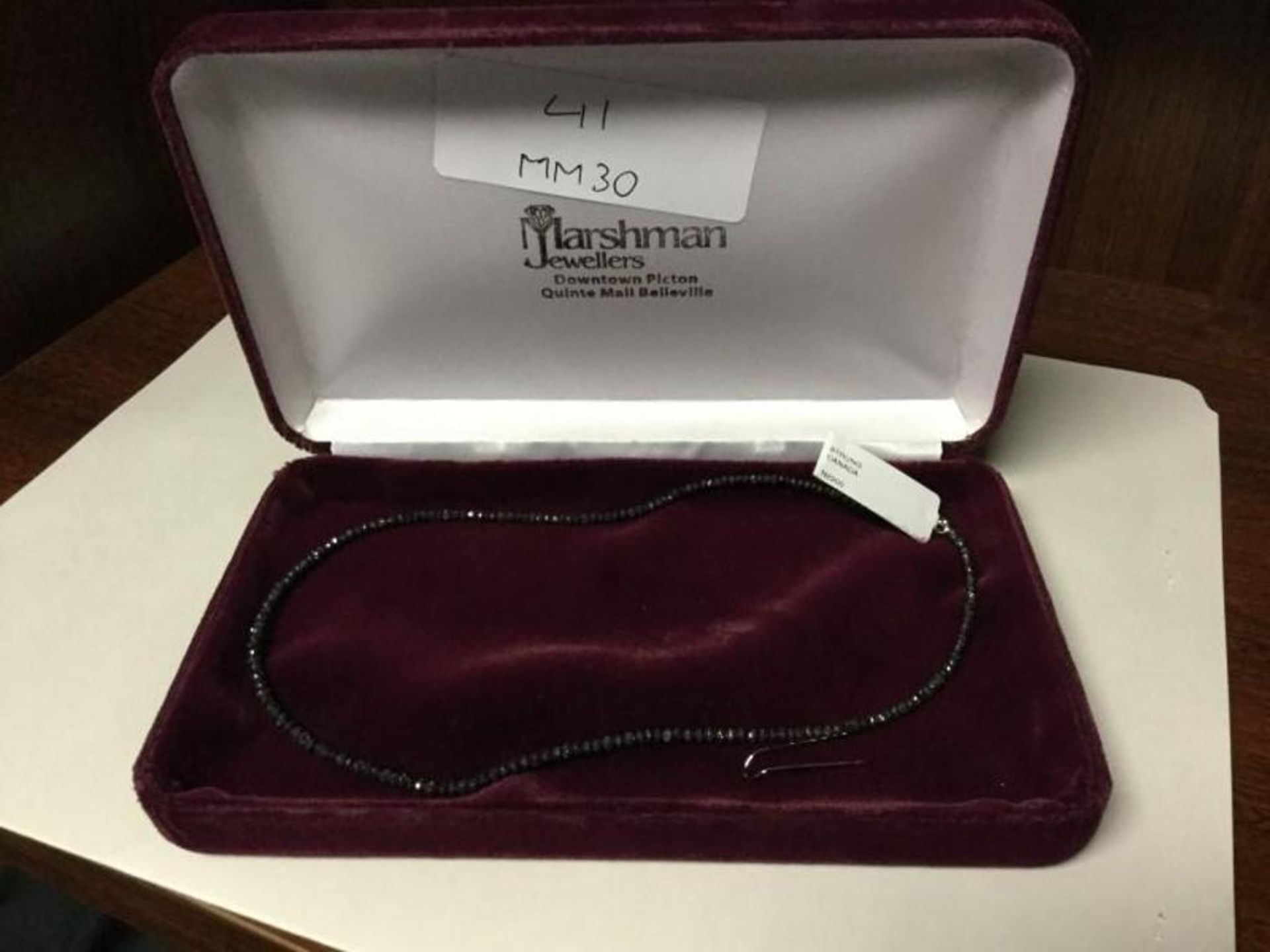 16" Natural Black Diamond Necklace with 18k white gold clasp