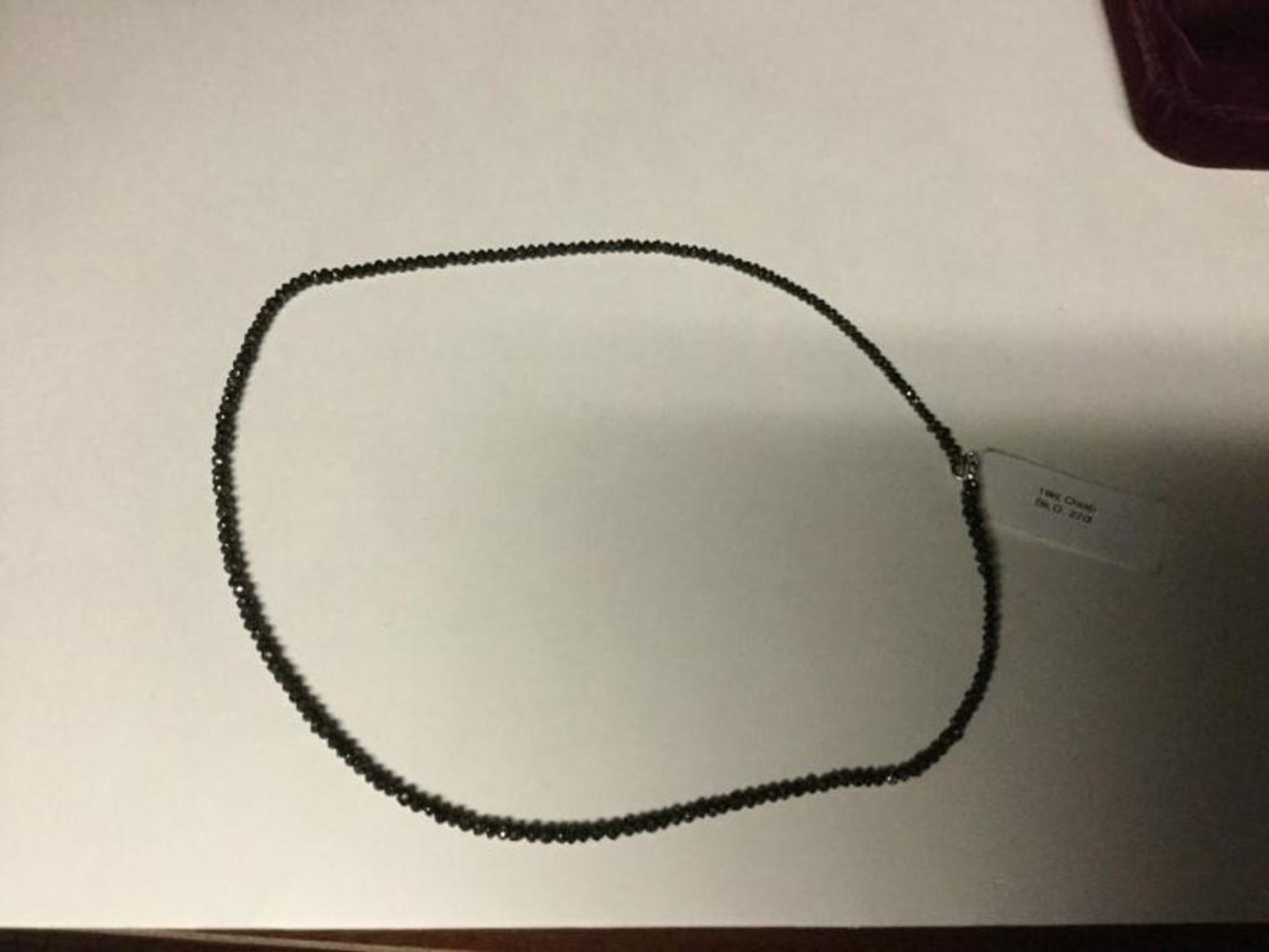 16" Natural Black Diamond Necklace with 18k white gold clasp - Image 2 of 3