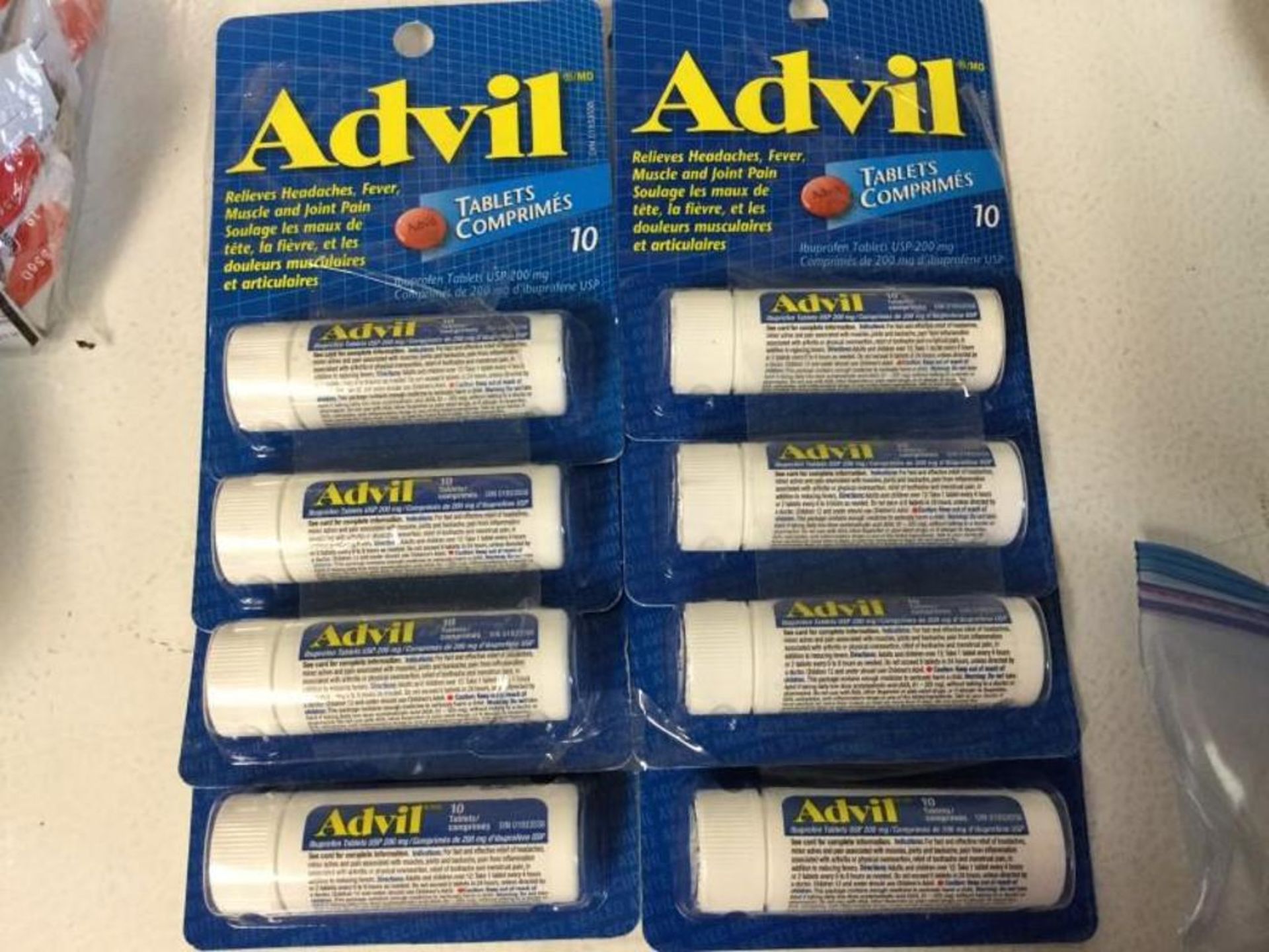 lot of 8 - 10 tablet tubes of Advil