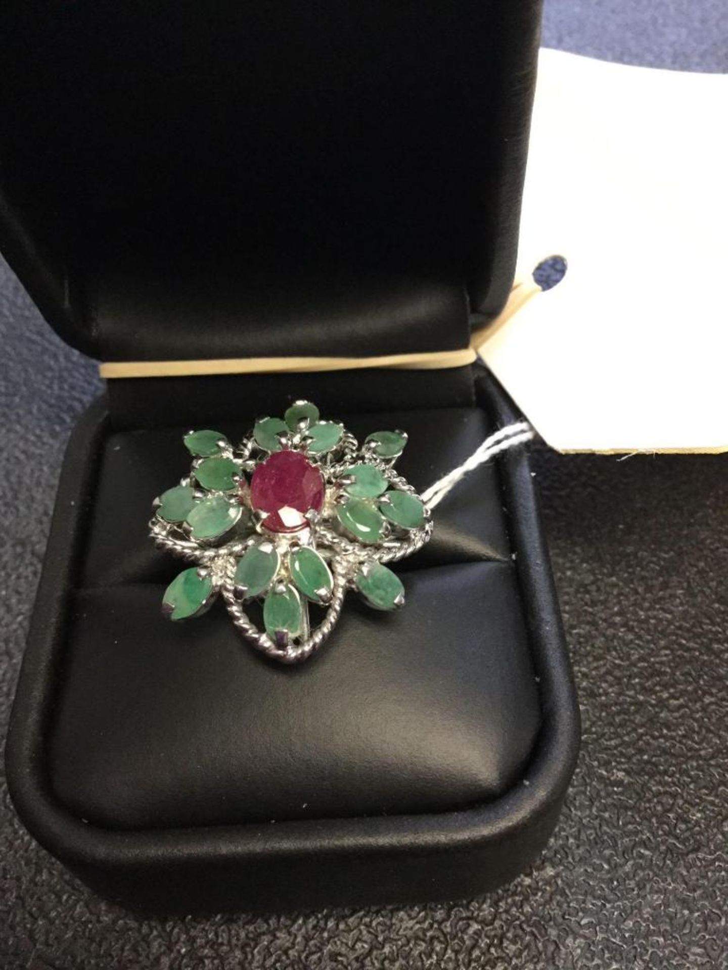 Cocktail Ring with Rubies and Emeralds set in silver value 645 - Image 2 of 4