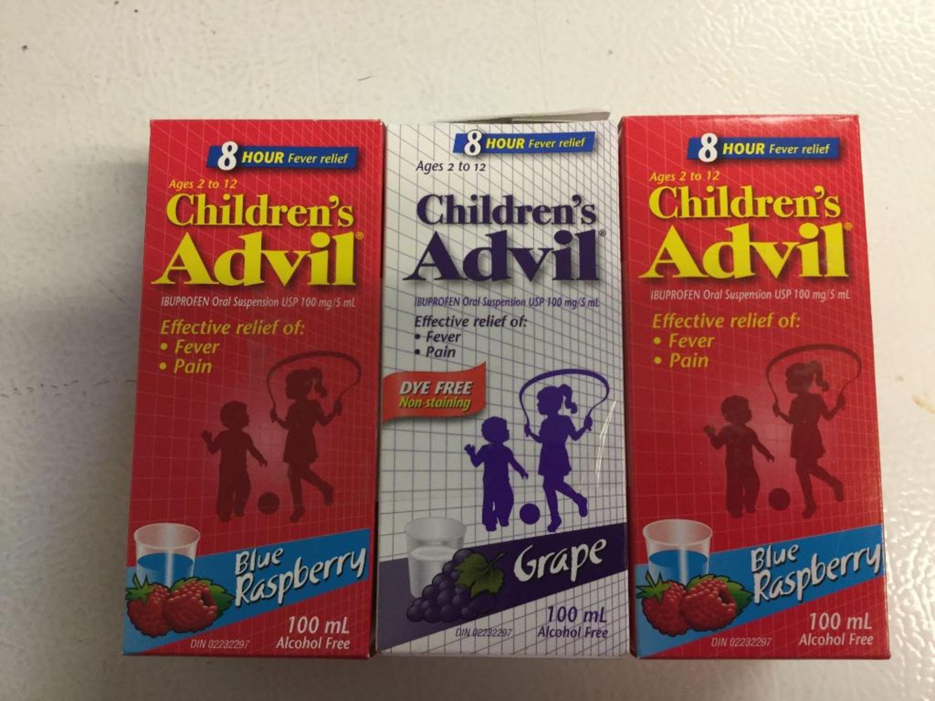 Lot of 3 Children's Advil 100 mL Grape and Blue Raspberry flavour