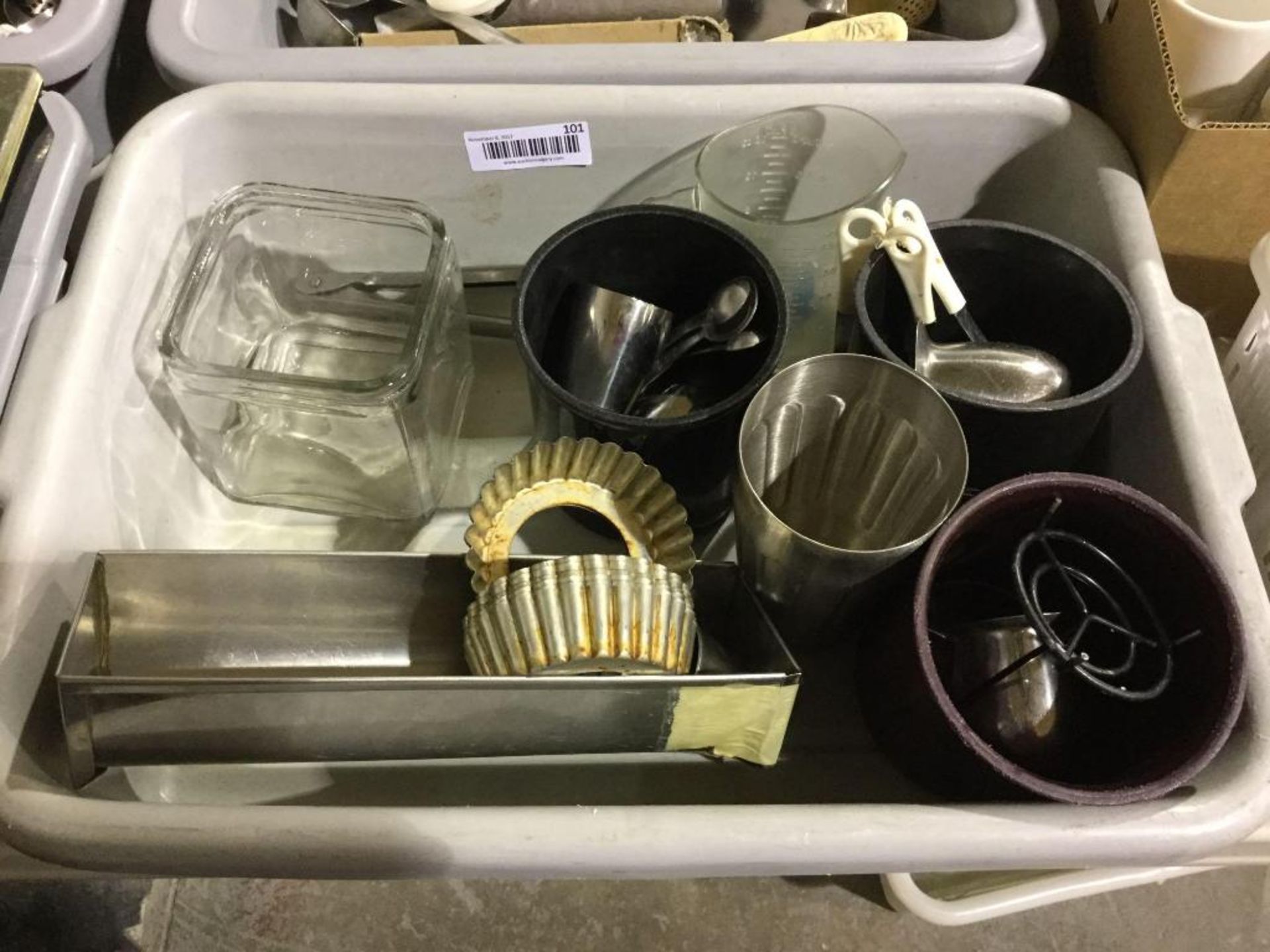 bin of assorted Cooking supplies