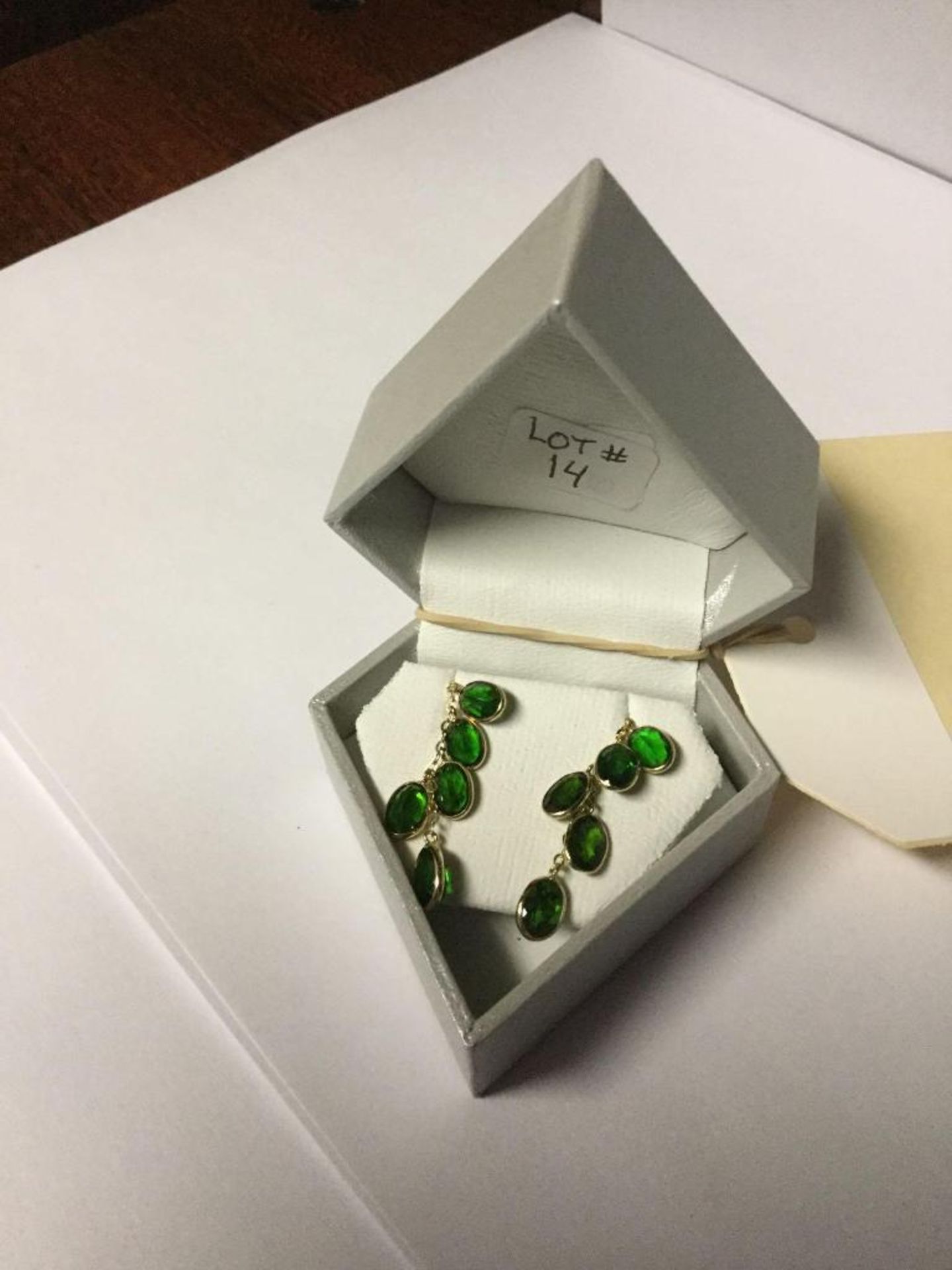 14kt gold and Natural Diamond and Chrome Diopside Earrings Value $ 1299