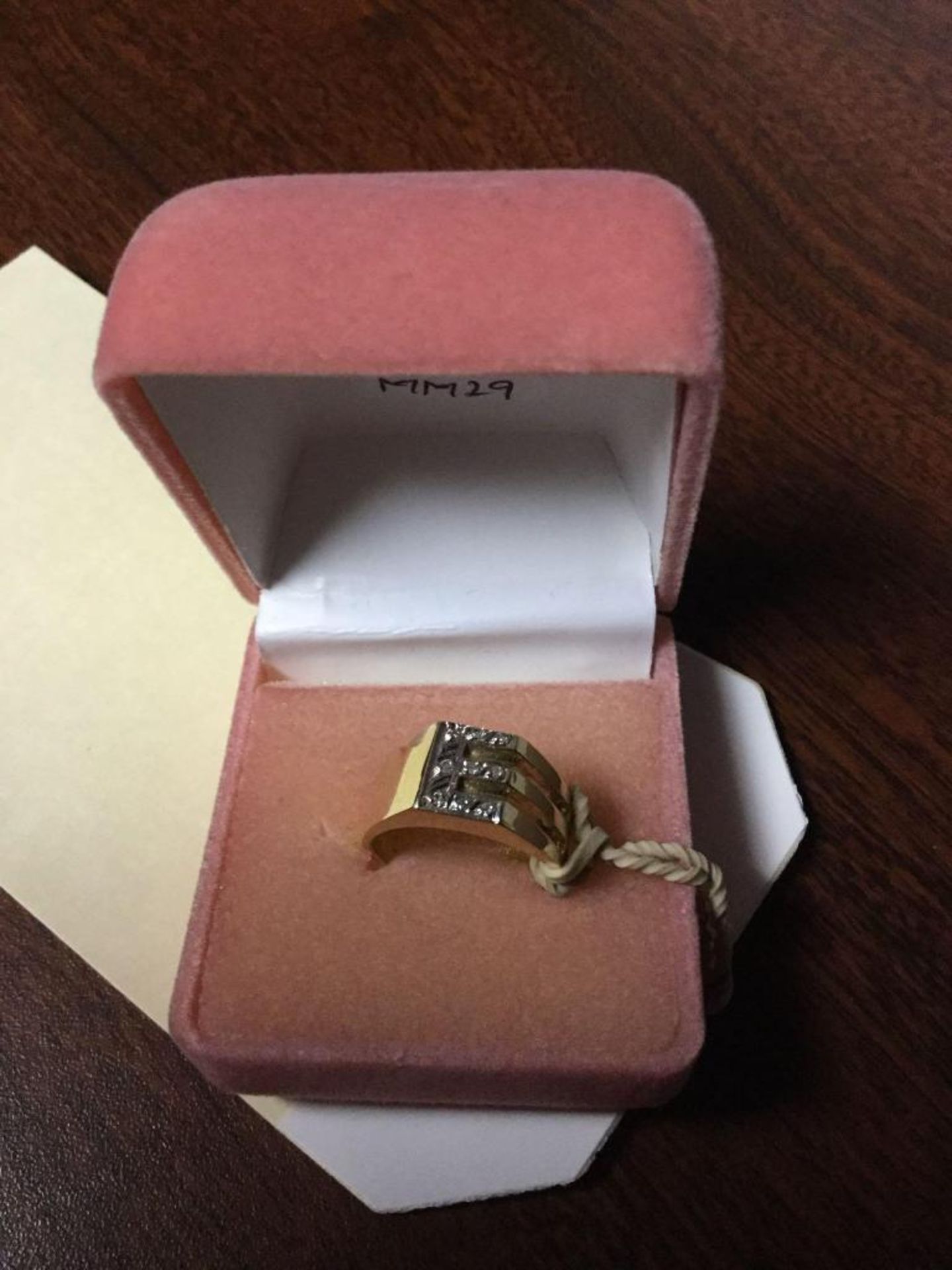 Diamond Signet Ring letter "E" set in 14 kt gold - Value $ 850