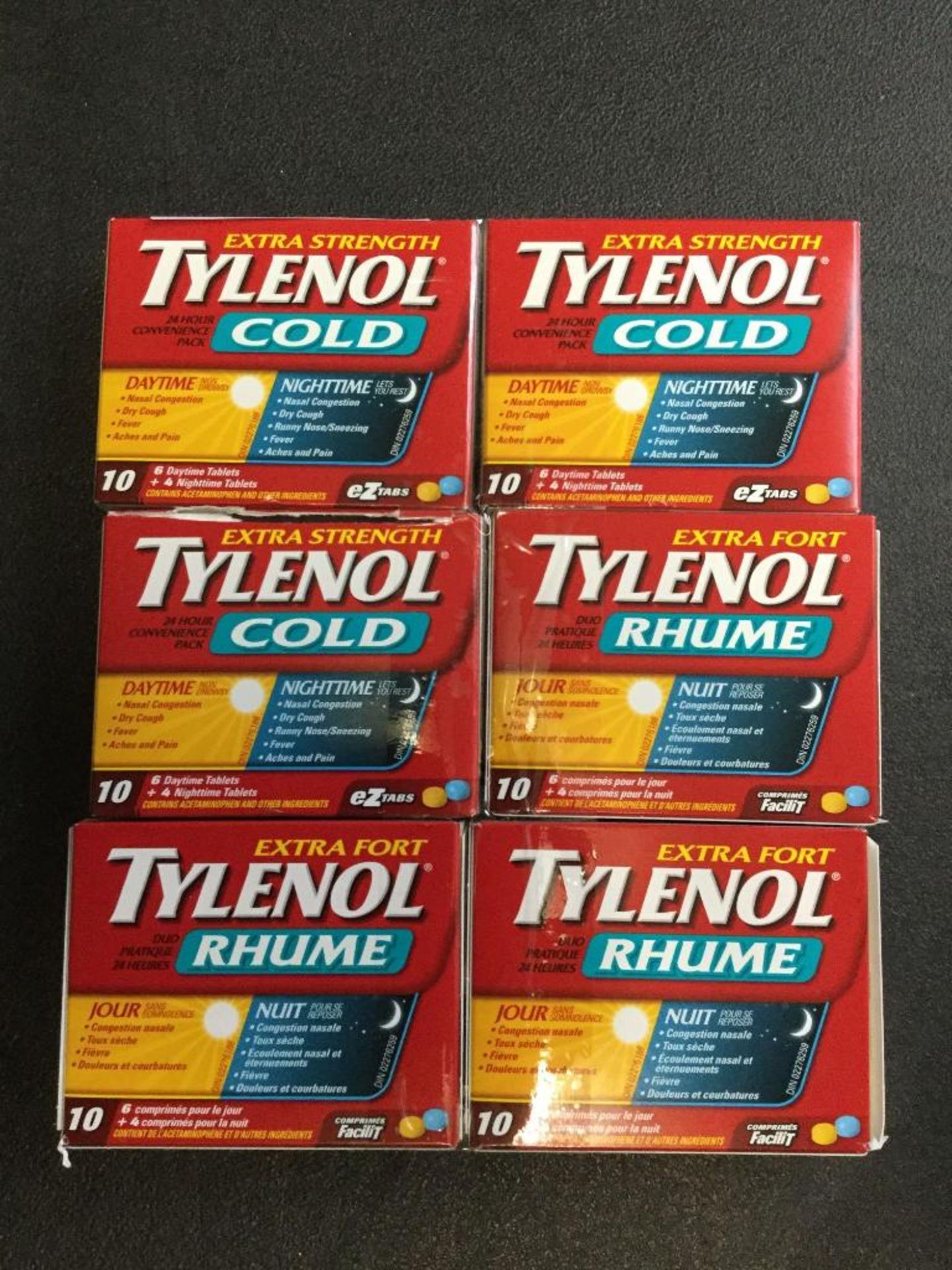 lot of 6 x 10 EZ tabs Tylenol Cold Daytime/night time