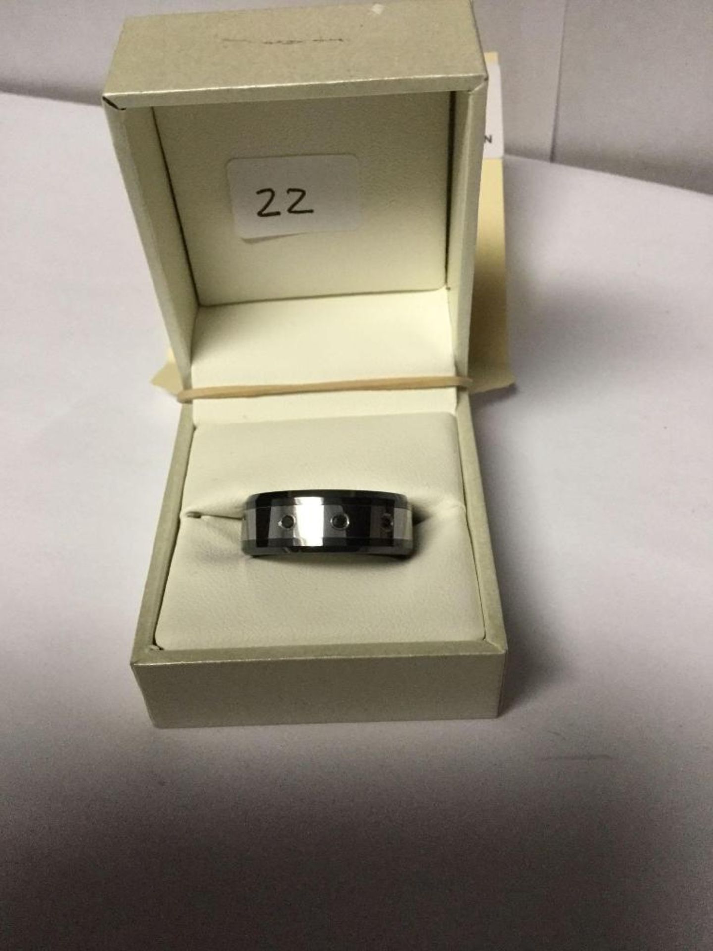 Mens Stamped Tungsten Ceramic Natural Diamond Ring - Value $ 280