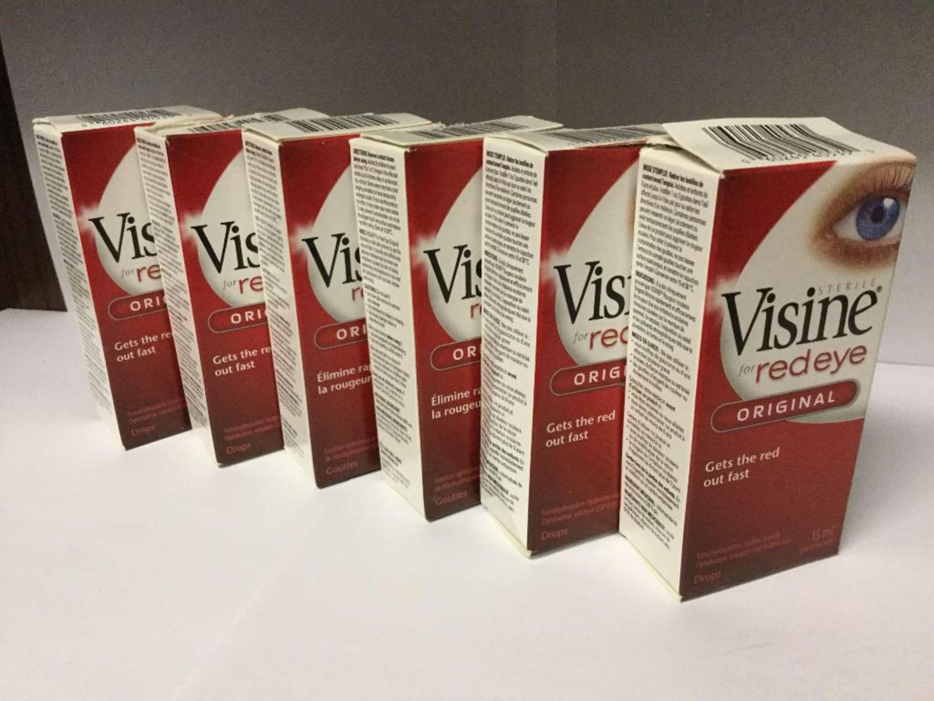 Lot of 6 15 mL Bottles of Visine Red Eye