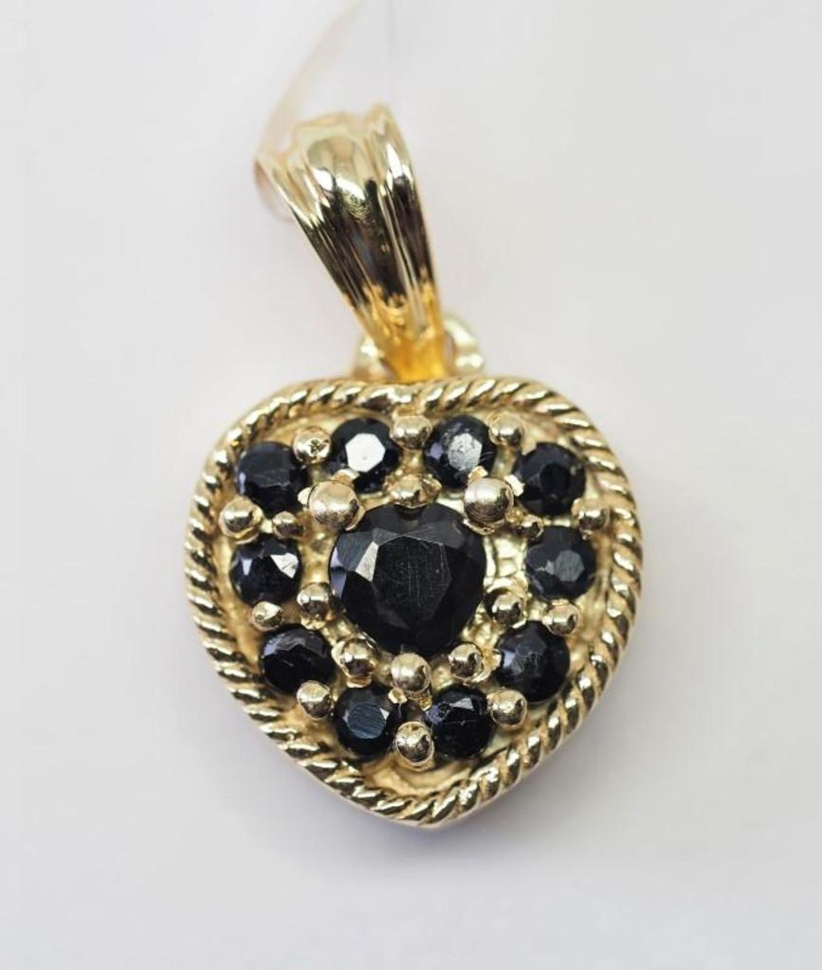 Sterling Silver Yellow Gold Plated Ruby & Sapphire (Total 1.9 Ct) Reversible Heart shape Pendent, In - Image 2 of 3