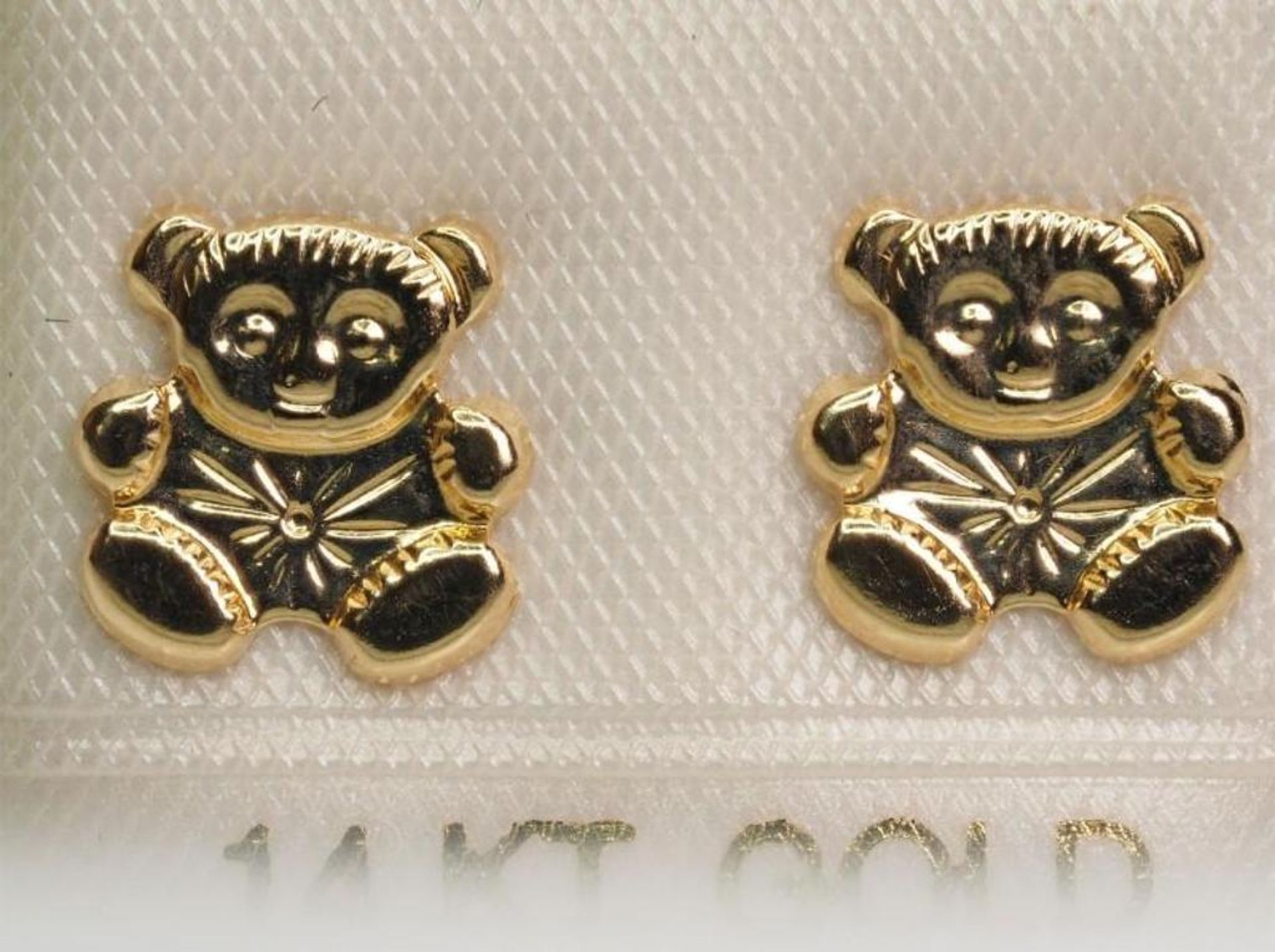 14K Gold Bear Earrings, Retail $300