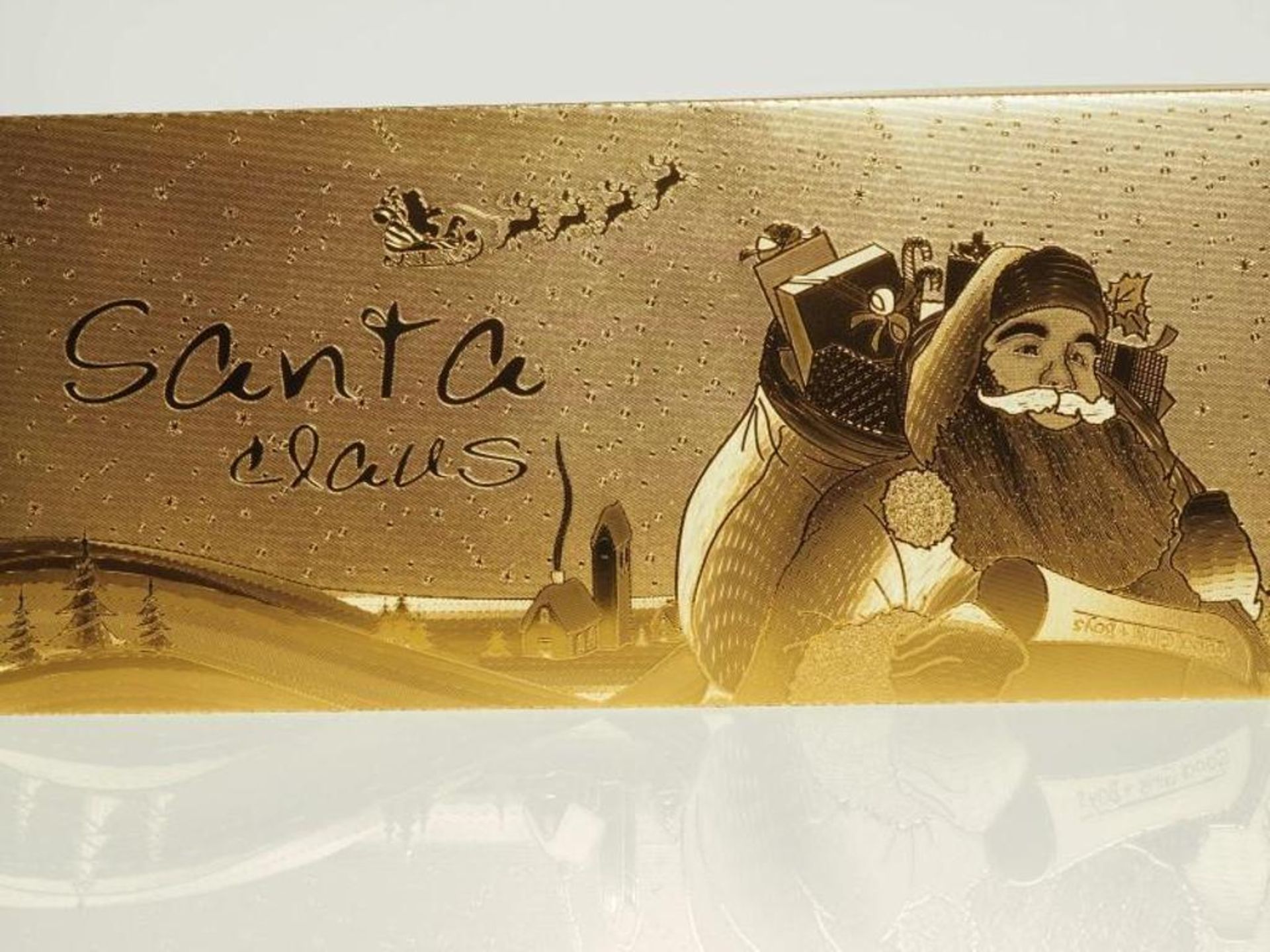 Set Of 5 24K Gold Foil Christmas ' Santa Claus ' Envelopes, Retail $100