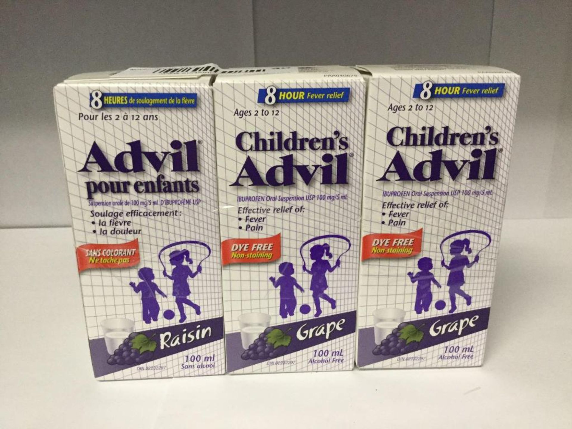 Lot of 3 x 100 mL Children's Advil - Grape