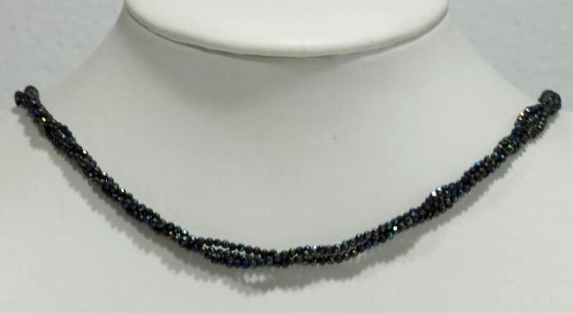 Sterling Silver Onyx Faceted Bead Necklace. Retail $240 - Image 2 of 2