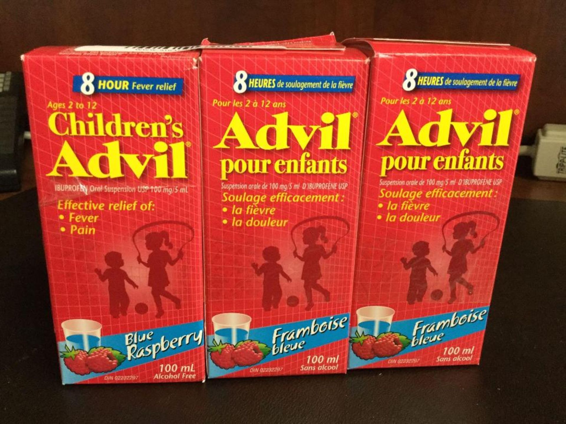 Lot of 3 x 100 mL Children's Advil - Blue Raspberry