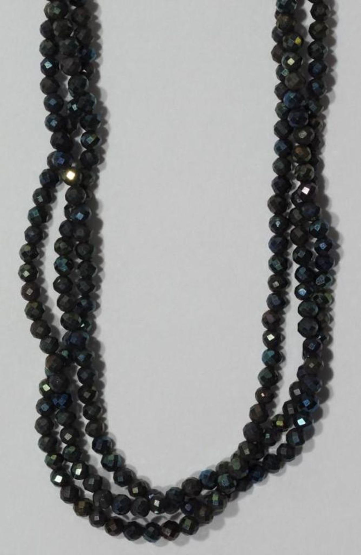 Sterling Silver Onyx Faceted Bead Necklace. Retail $240