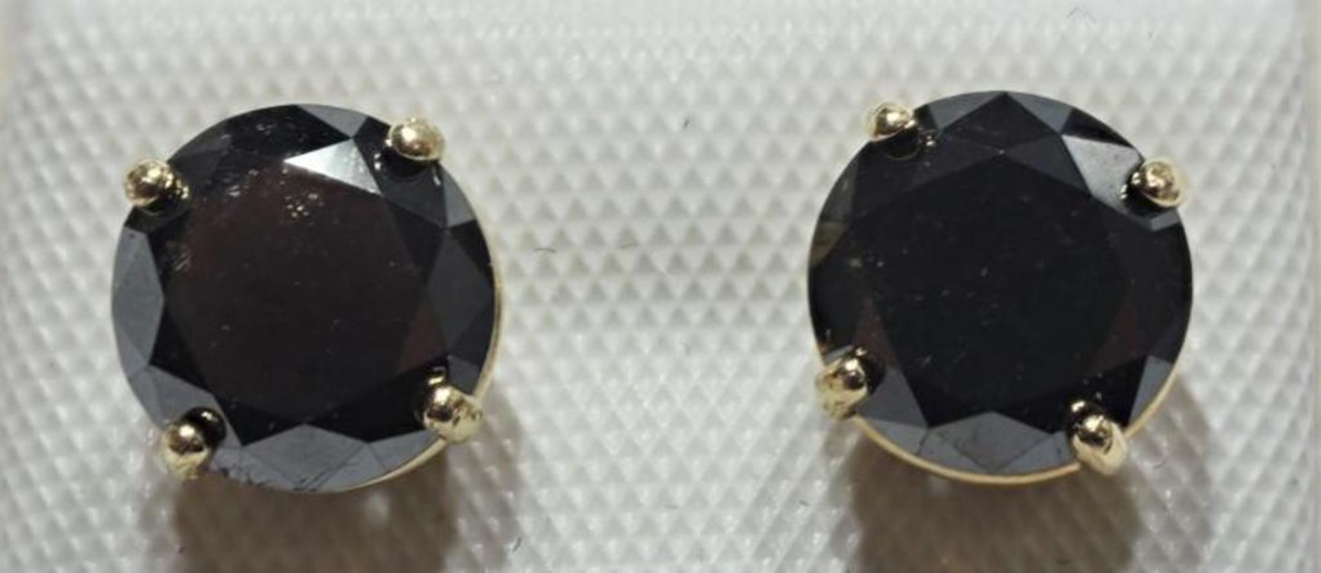 14K Yellow Gold Large Black Diamond (2.65ct) Stud Earrings (Made in Canada). Insurance Value $1600