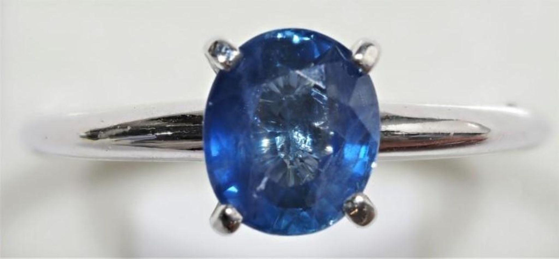 10K White Gold Blue Sapphire (1.6ct) Solitaire Ring. Insurance Value $2500