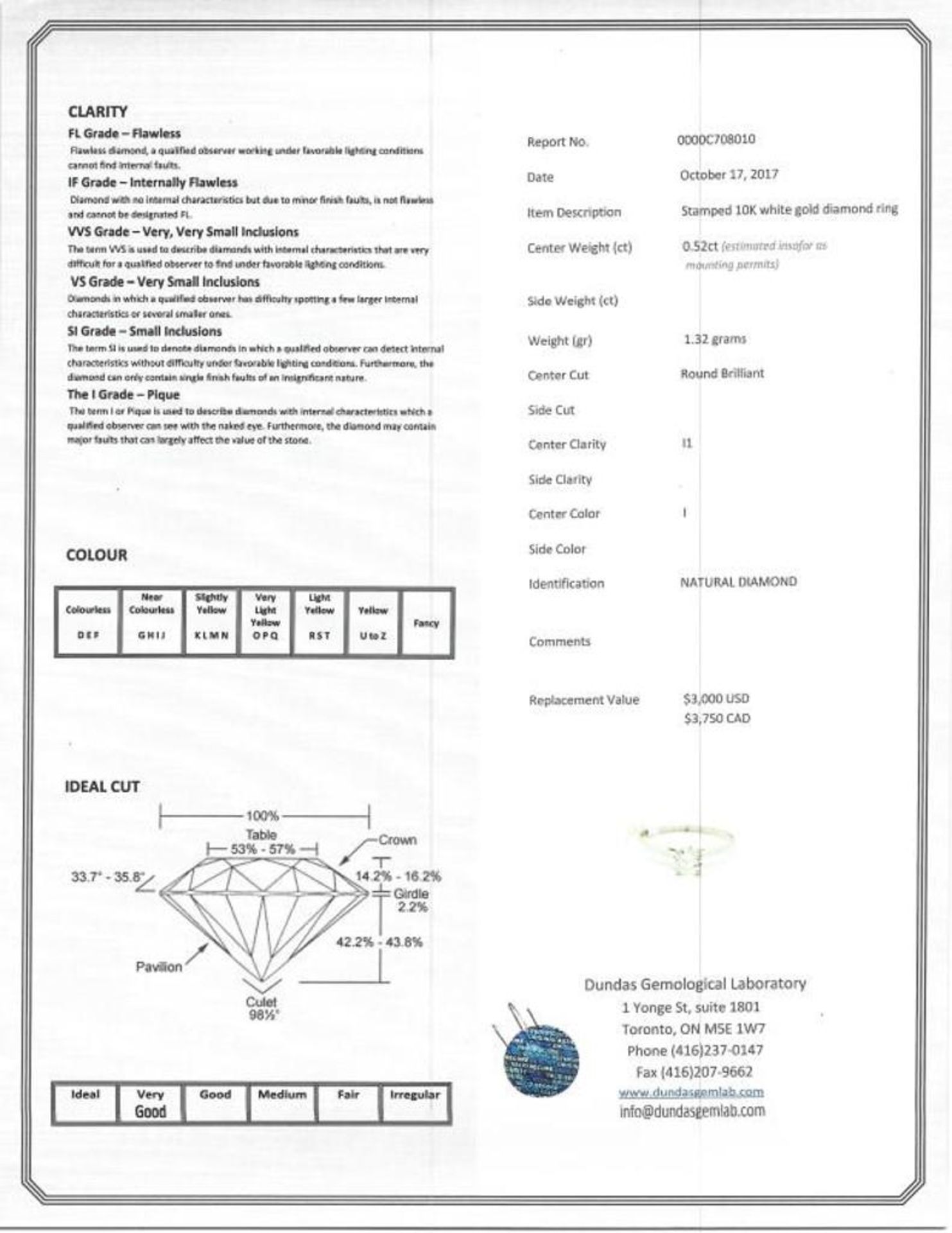 10K White Gold Diamond (0.52ct) Solitaire Ring. Insurance Value $3750 - Image 4 of 4