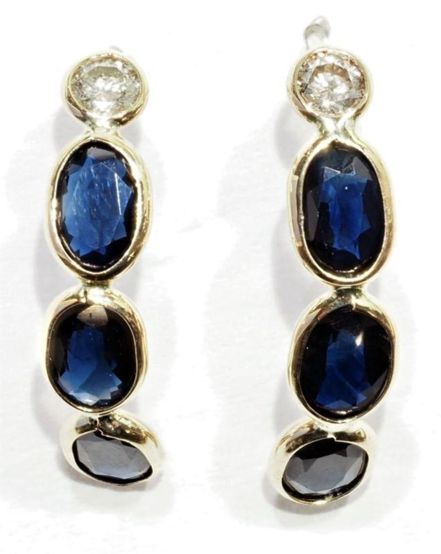 14K Yellow Gold Sapphire (3.50ct) and Diamond (0.23ct) Earrings. Insurance Value $3001