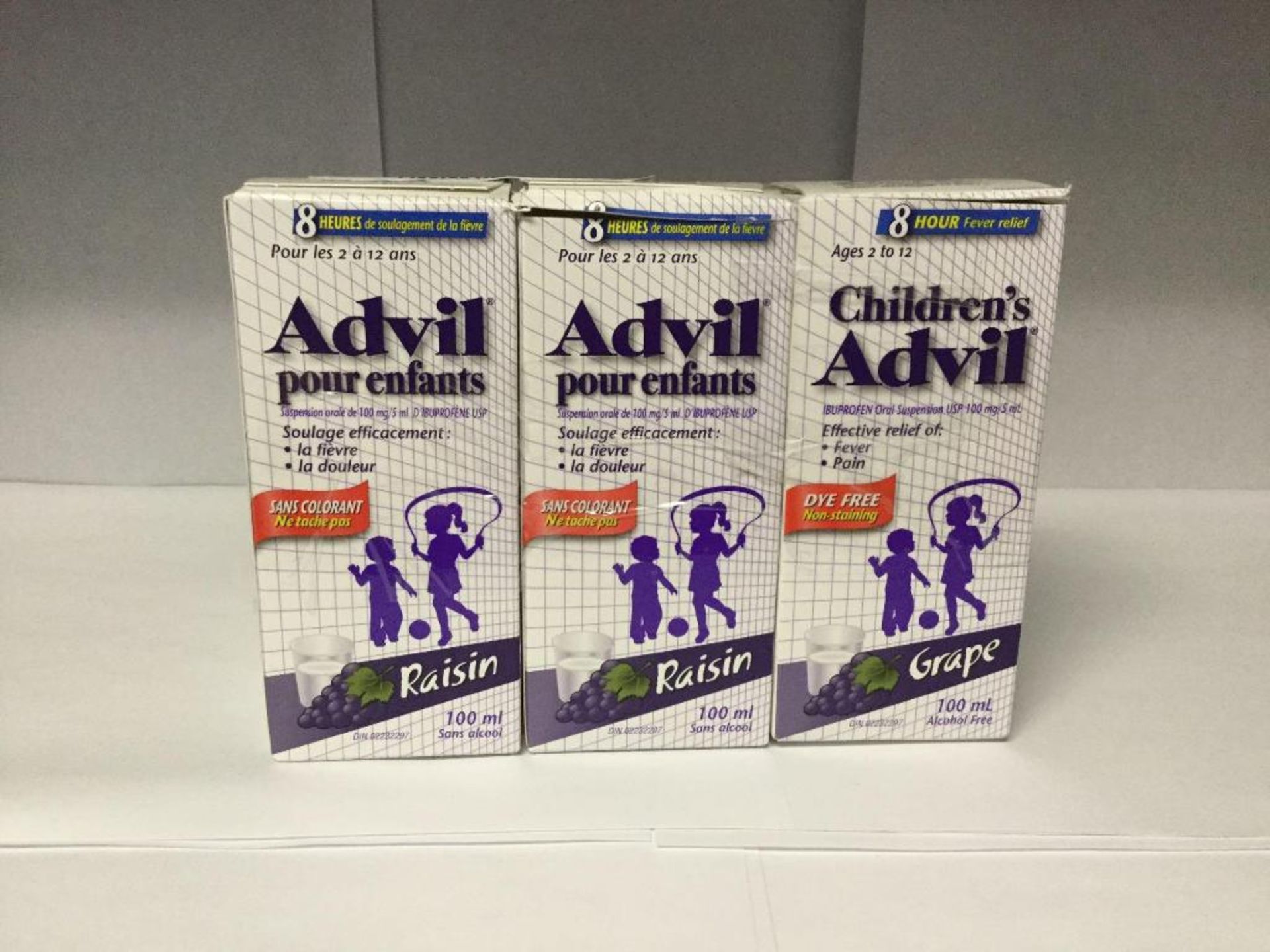 Lot of 3 x 100 mL Children's Advil - Grape