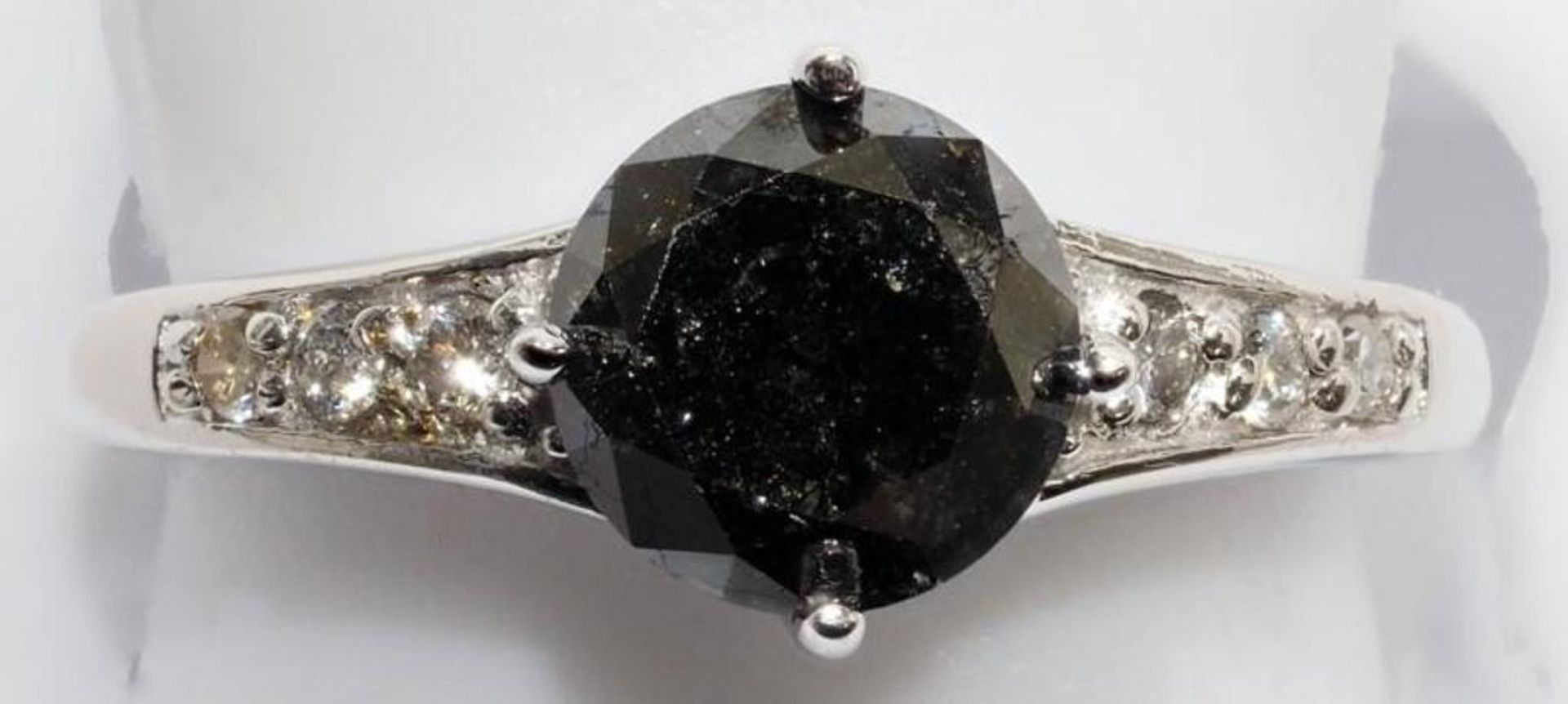 10K White Gold Black (1.95ct) and White Diamond (0.12ct) Ring. Insurance Value $2825