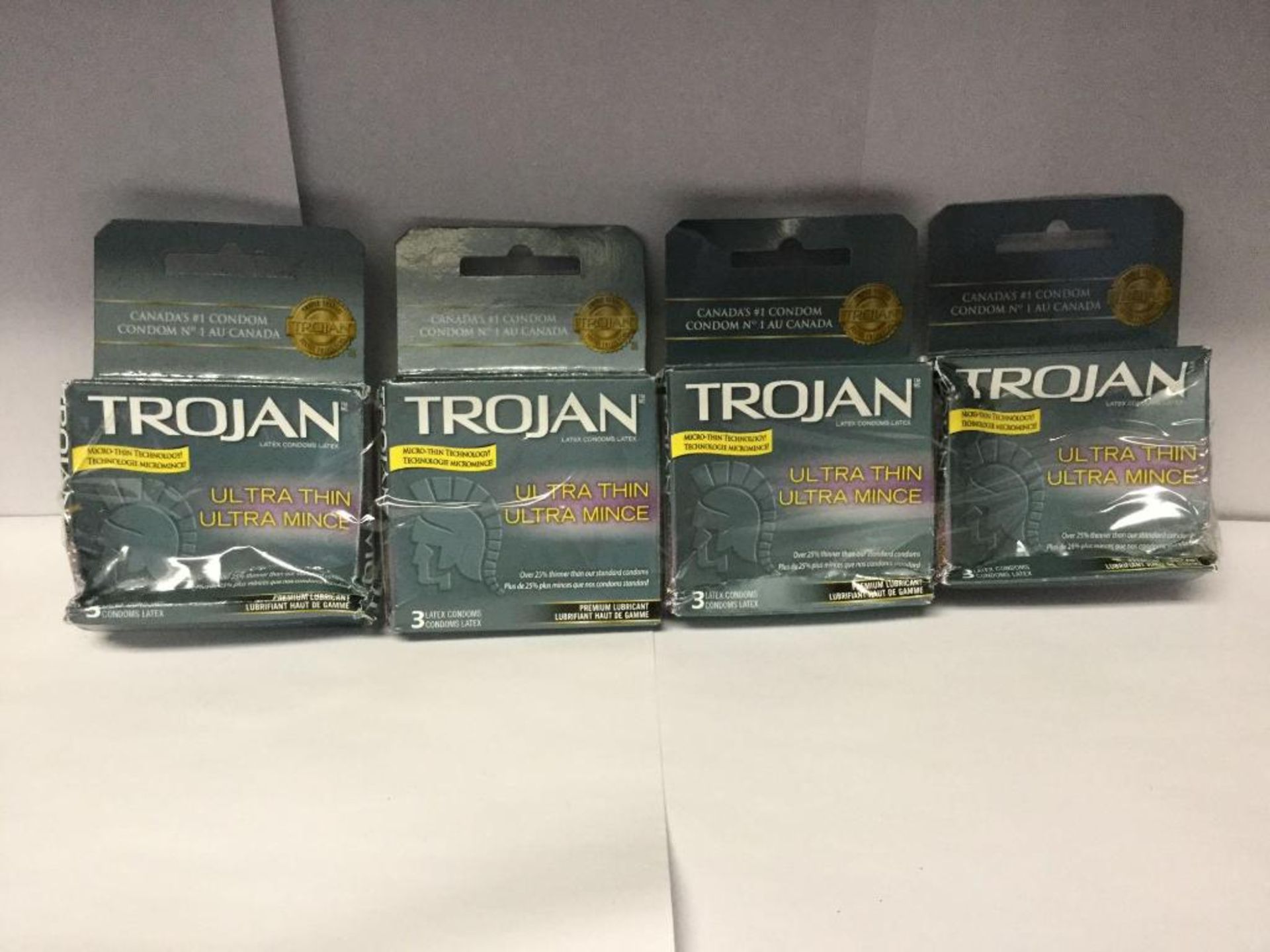 Lot of 4 x 3 Trojan Ultra Thin Latex Condoms