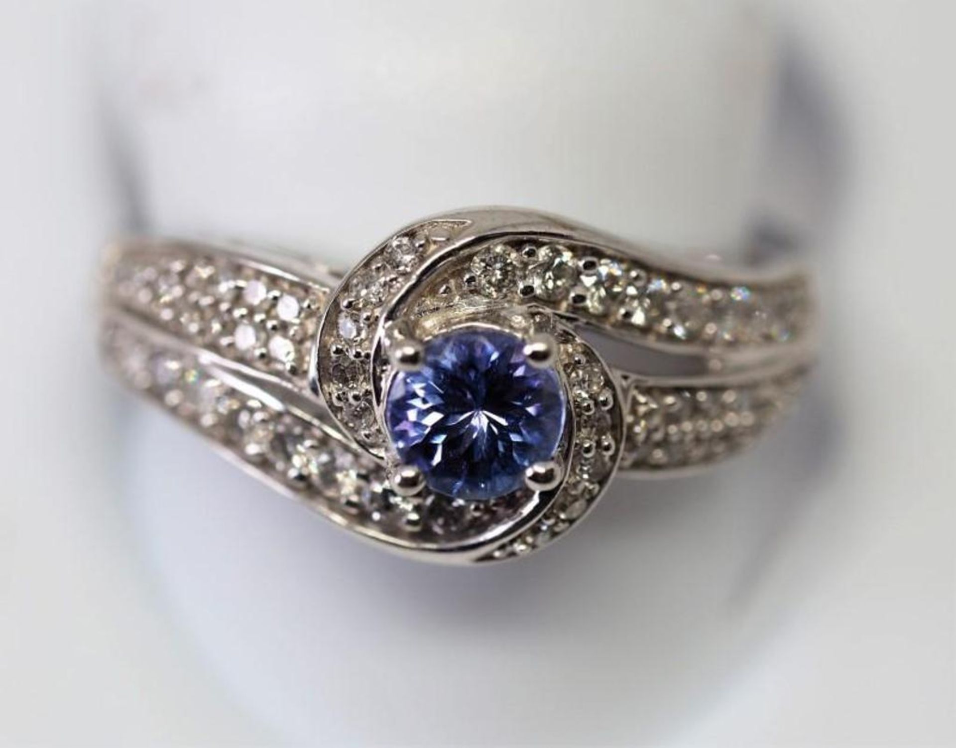 10K White Gold Tanzanite Diamond Ring, (December Birthstone), Insurance Value $3,650