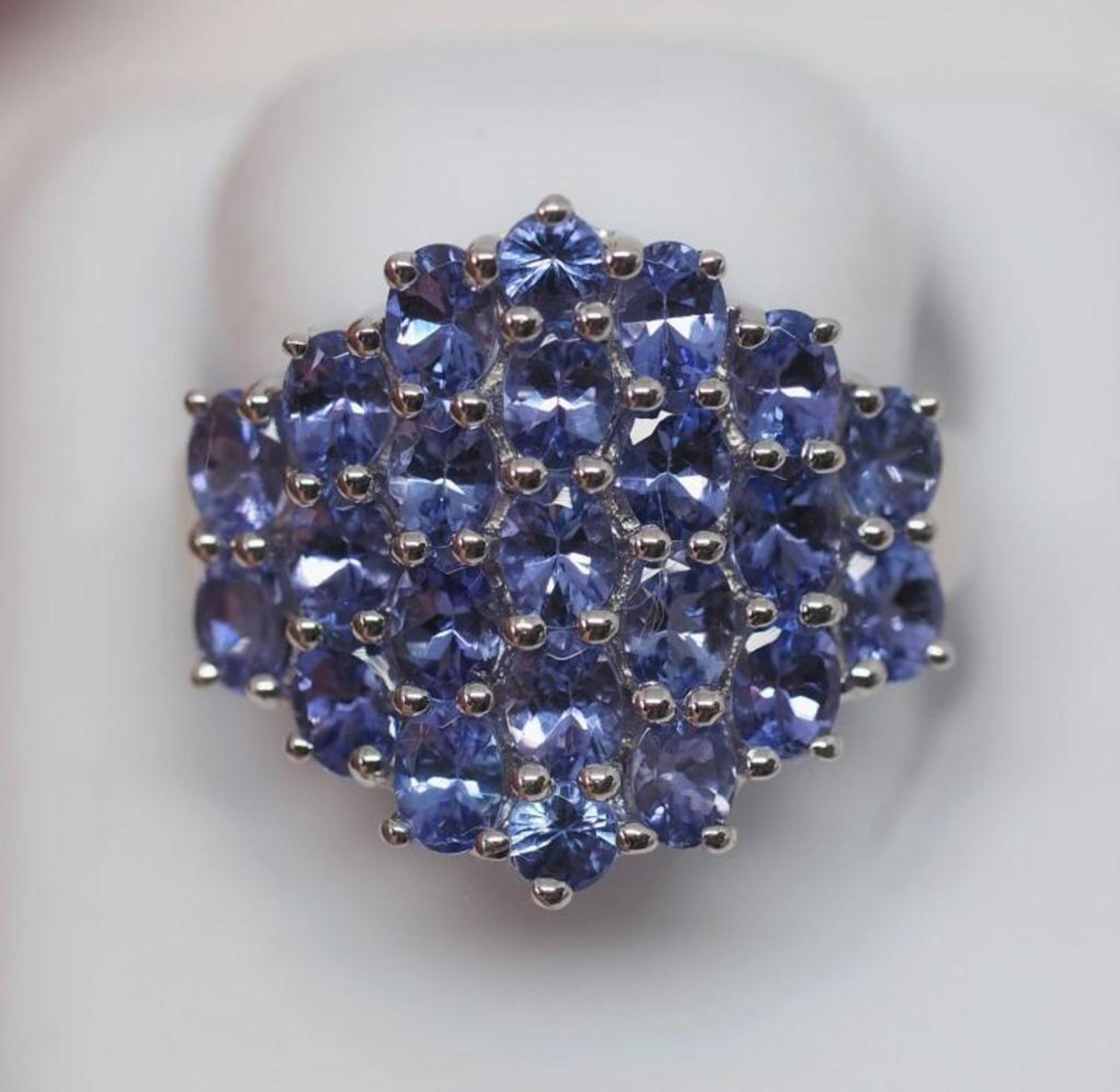 Stirling Silver Tanzanite (8.5ct, November Birthstone) Cluster Style Ring, Insurance Value $950 - Image 3 of 4