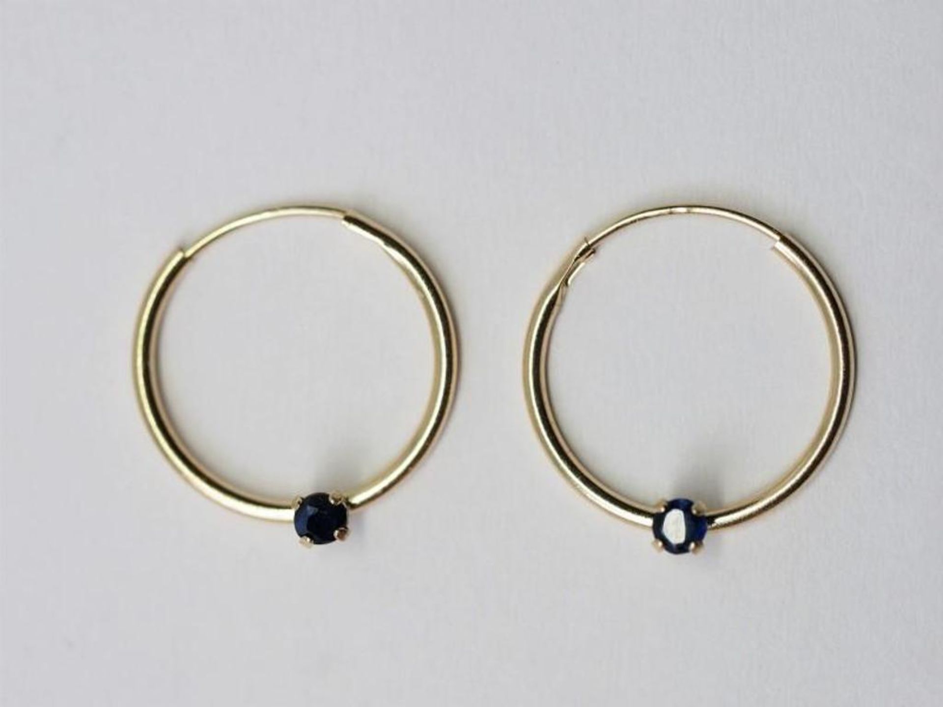 14K Gold Sapphire Hoop Earrings, Retail $ 250