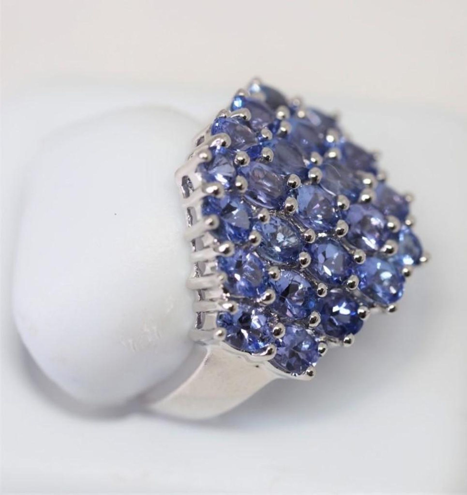 Stirling Silver Tanzanite (8.5ct, November Birthstone) Cluster Style Ring, Insurance Value $950 - Image 2 of 4