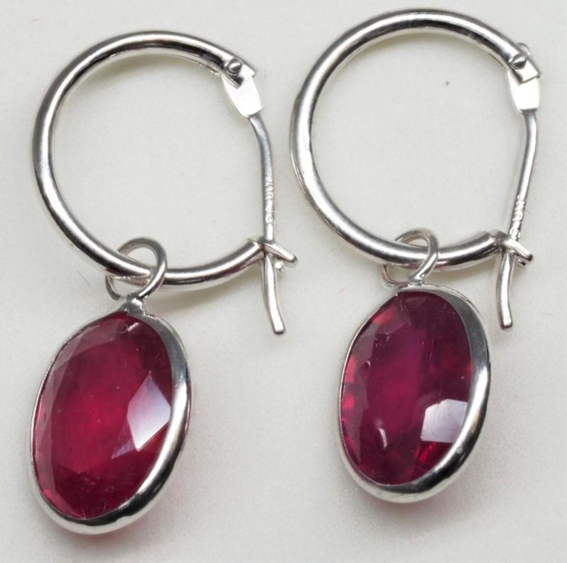 14KT White Gold Enchanced Natural Ruby Pinkysh Read 5.15ct Earrings Insurance Value $999