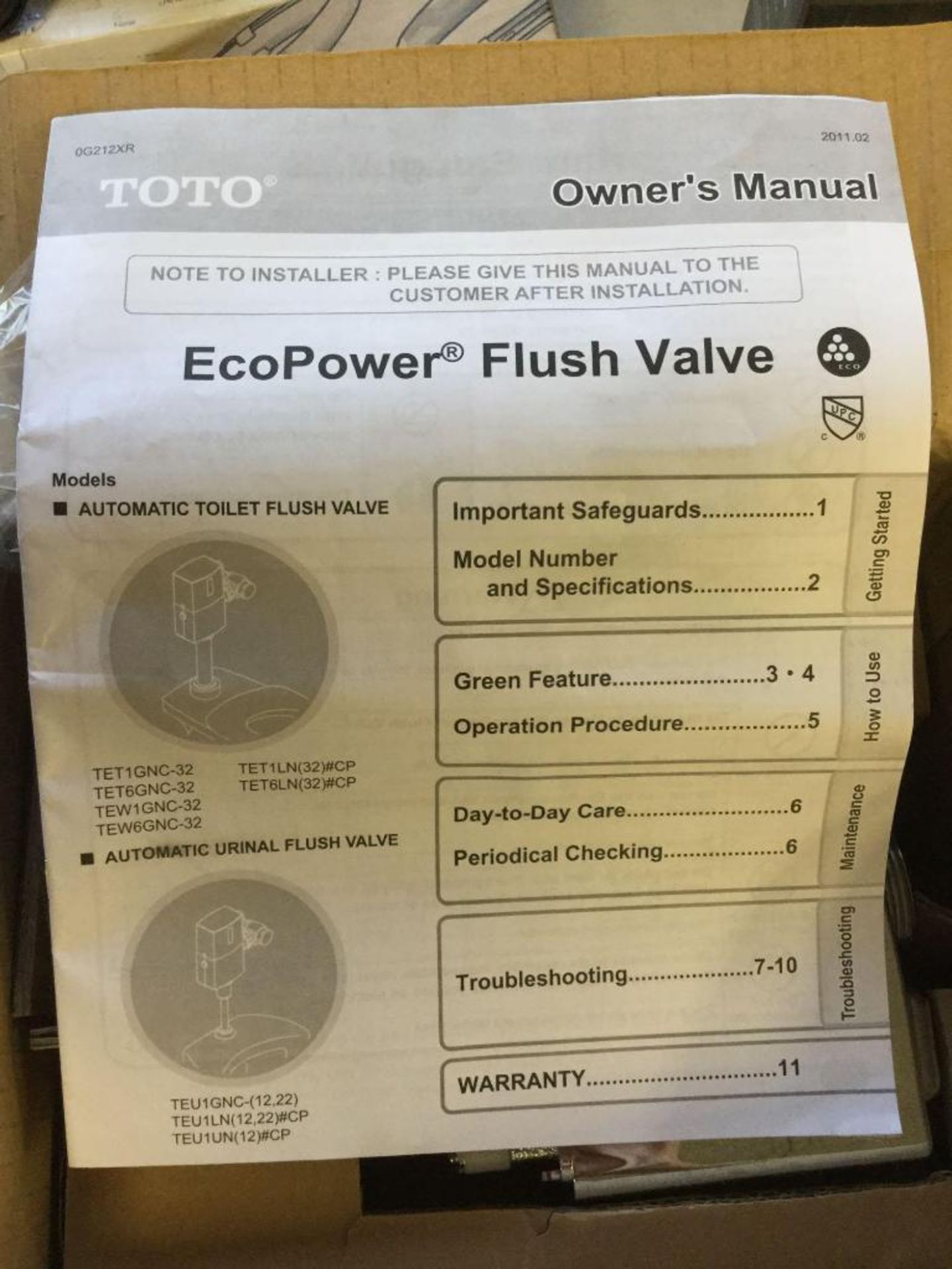TOTO Ecopower Flush Valve - Automatic Urinal Flush Valve - Image 2 of 2