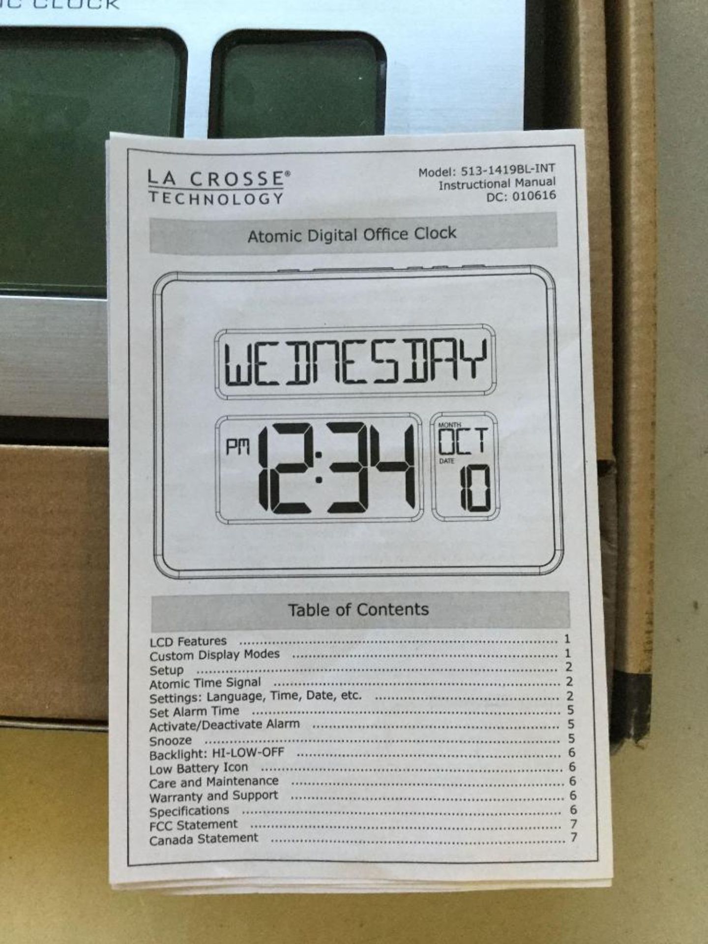 La Crosse Technology - Atomic Digital Office Clock - Model 513-1419BL-INT - Image 2 of 2