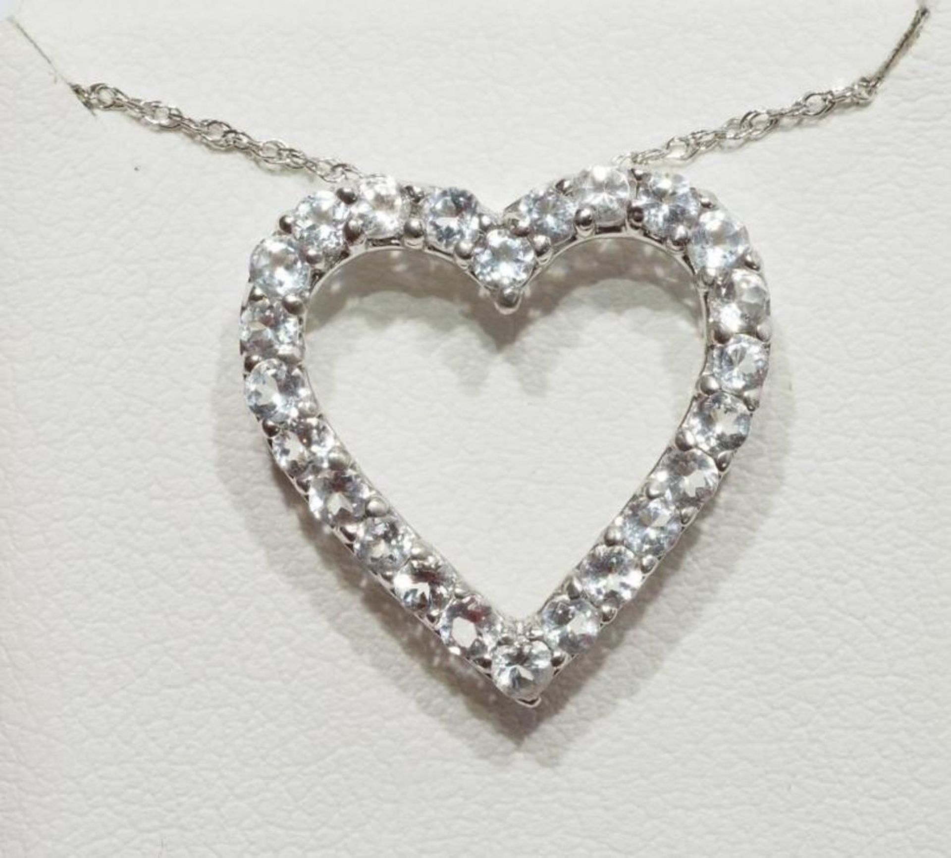 Sterling Silver White Topaz (December Birthstone) Heart Shaped Necklace Retail $150