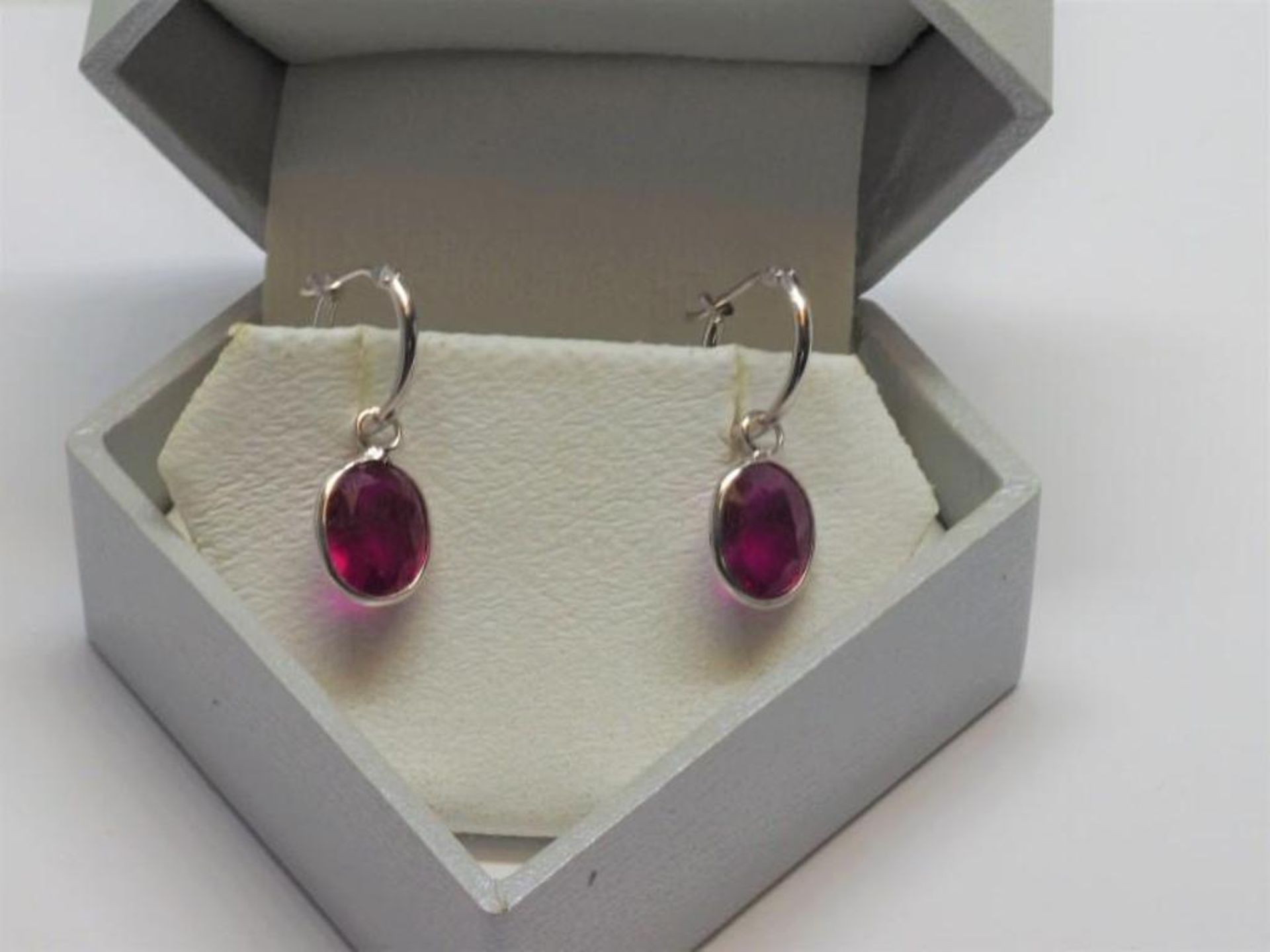 14KT White Gold Enchanced Natural Ruby Pinkysh Read 5.15ct Earrings Insurance Value $999 - Image 2 of 3