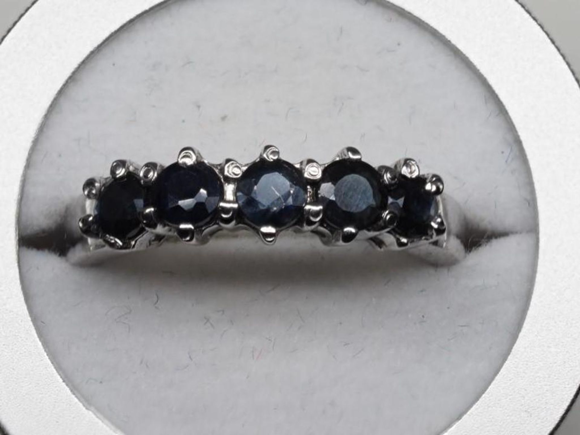 Silver Sapphire 5 Stone Ring Retail $250 - Image 2 of 2