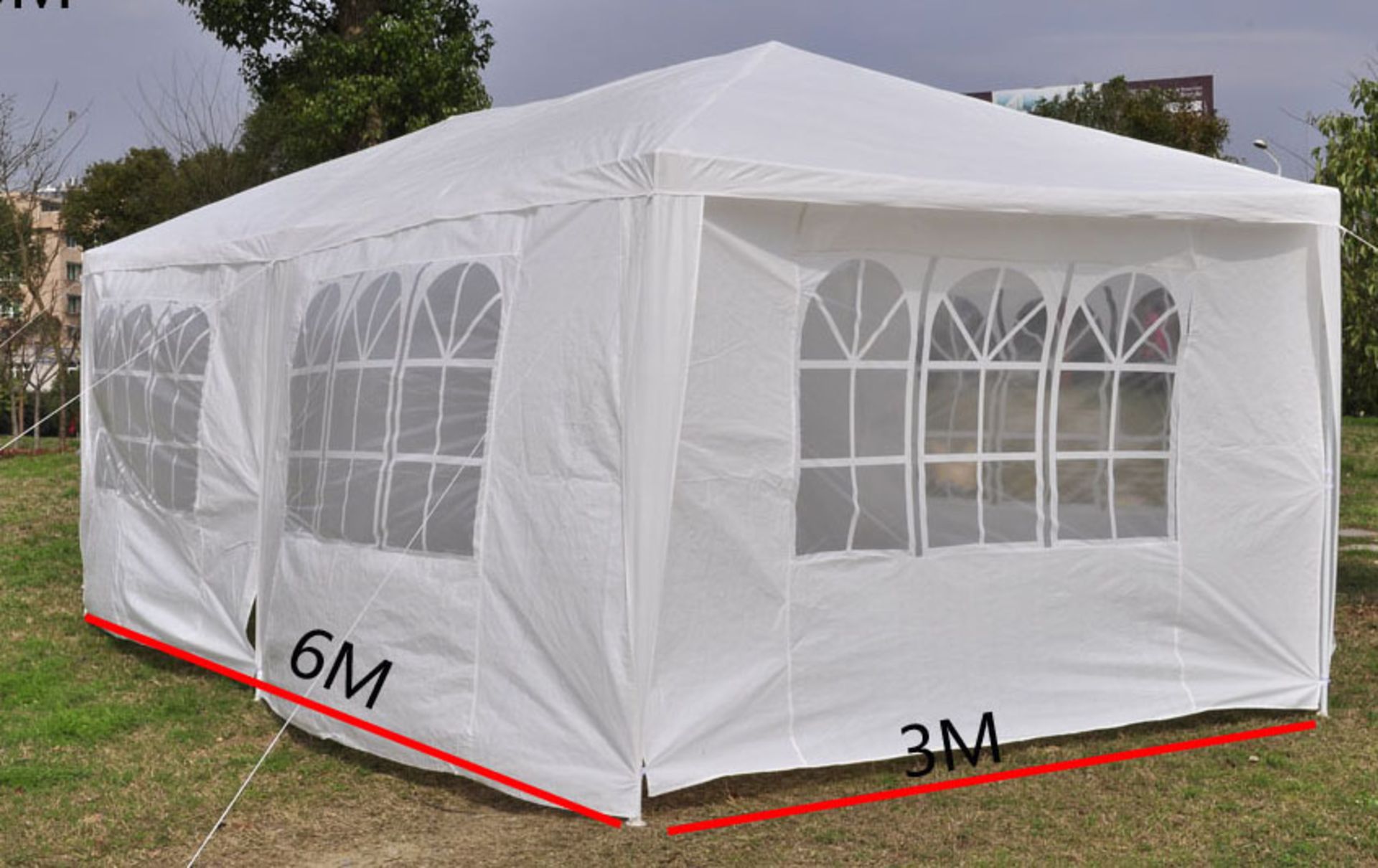 NEW IN BOX GAZEBO 3 X 6 M (PICTURE SHOWN IS A STOCK PICTURE OF ITEM)