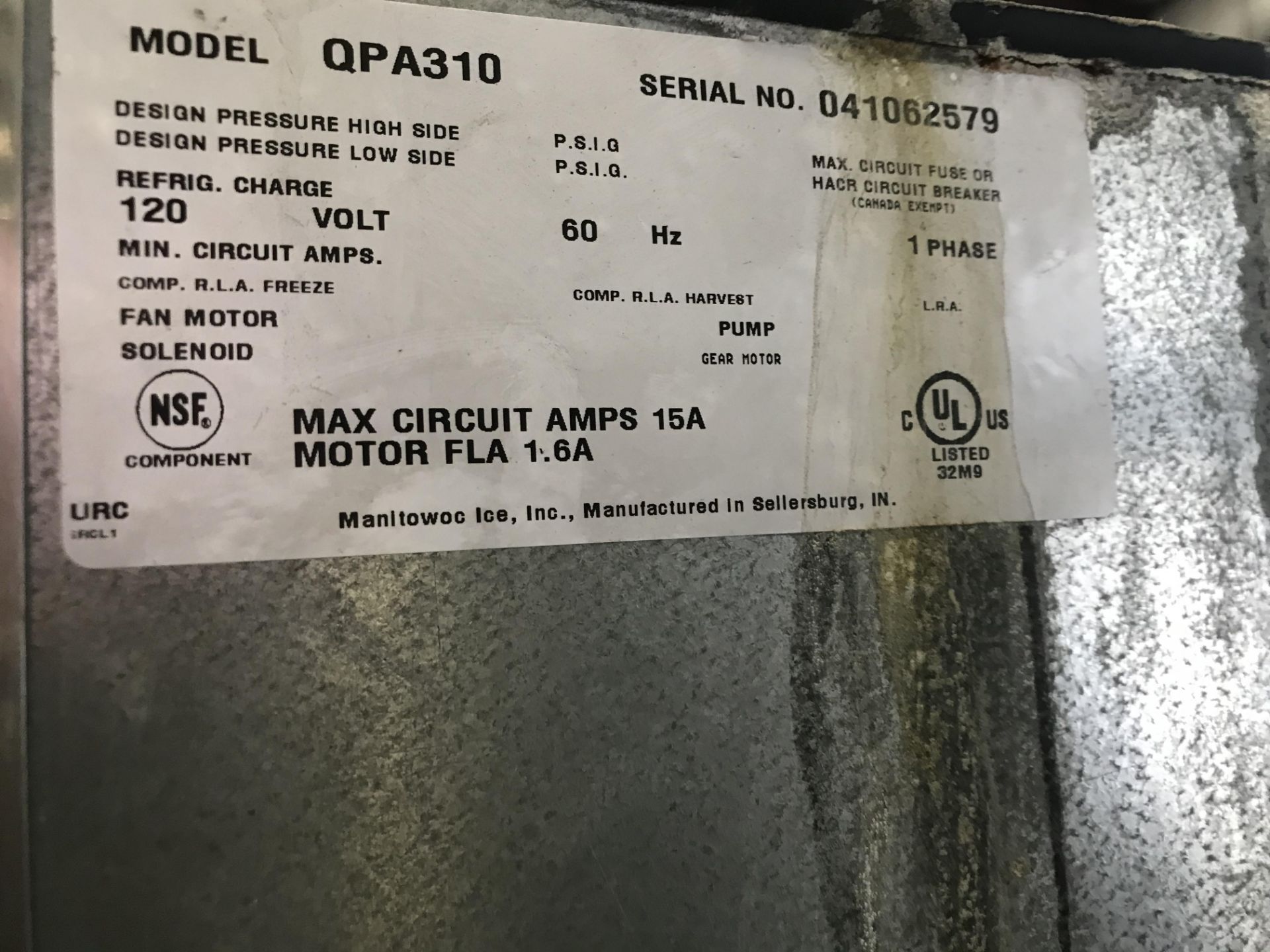 MANITOWOC INDUSTRIAL ICE MAKER MOD. QPA310 - Image 2 of 2