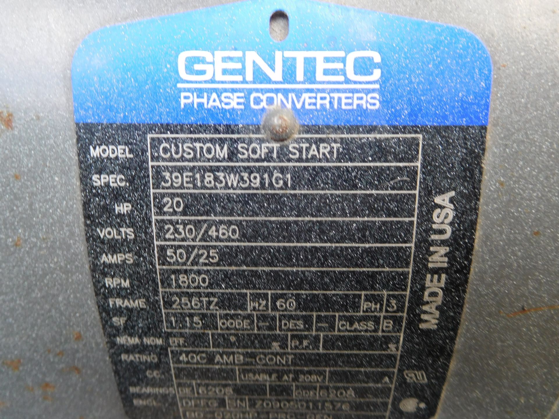 GENTEC 20HP PHASE CONVERTER CUSTOM SOFT START MOTOR - Image 4 of 4