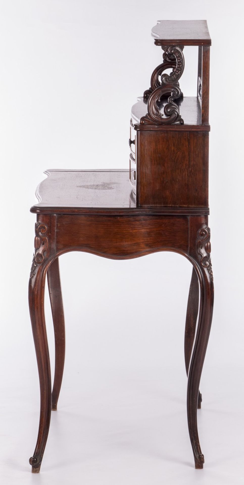 A French late 19thC rosewood veneered ladies writing desk, H 118 - W 90 - D 49 cm - Bild 2 aus 9