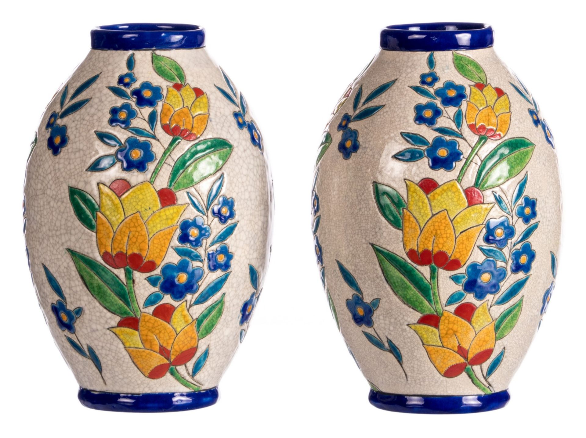 A pair of Keramis vases, workshop Catteau, catalog number D2779, H 27 cm