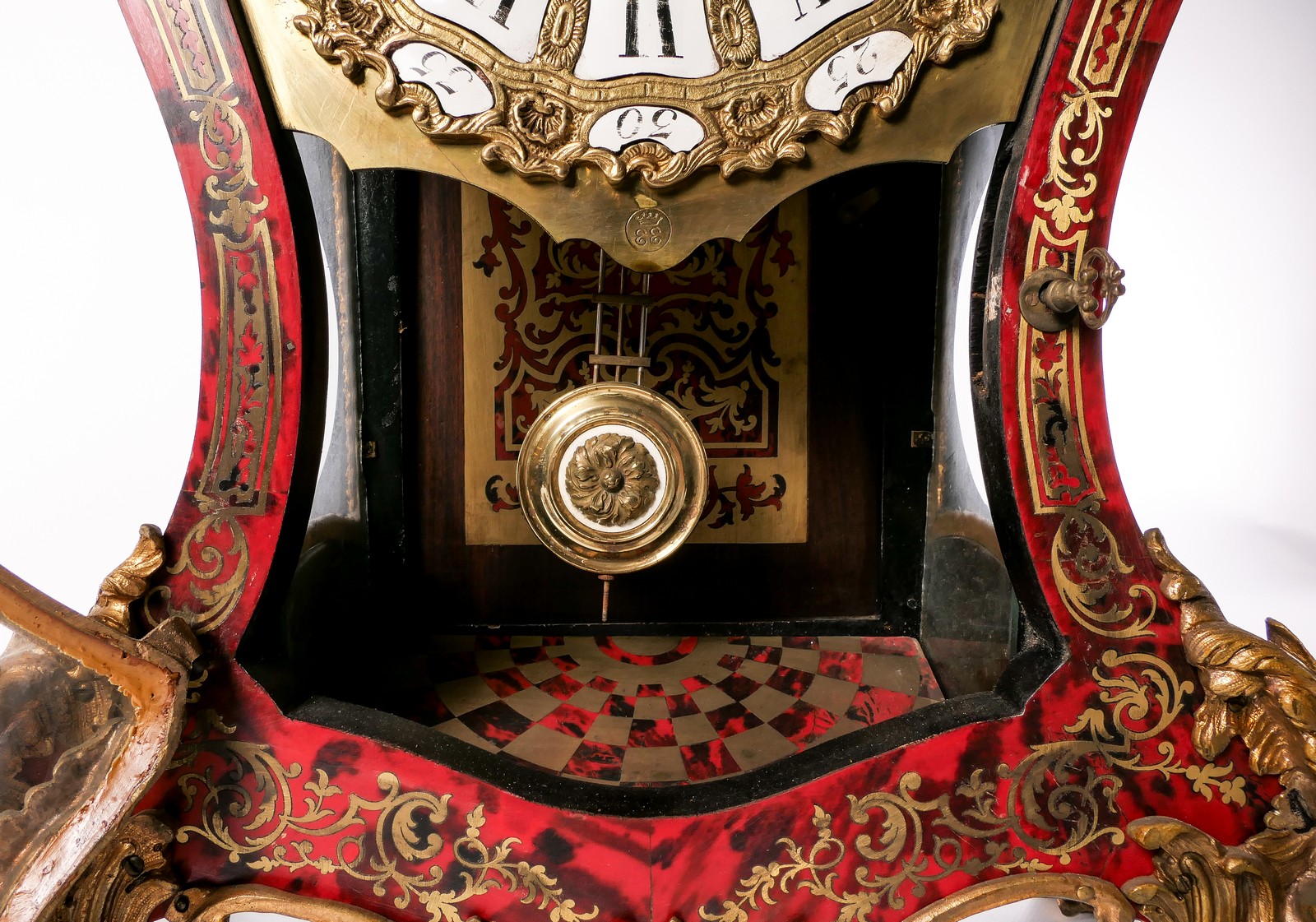 A cartel clock in Louis XV-style, Boulle marquetry and gilt bronze mounts, marked Kienzle, H 118,5 - Image 11 of 14