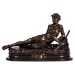 Bonduel L., 'L'Alerte', patinated bronze, dated 1889, H 53 - W 83 - D 35 cm
