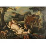 ... Abraham (?), an animated horse study, signed and dated 1727 on the back, oil on metal, 16 x 22,5